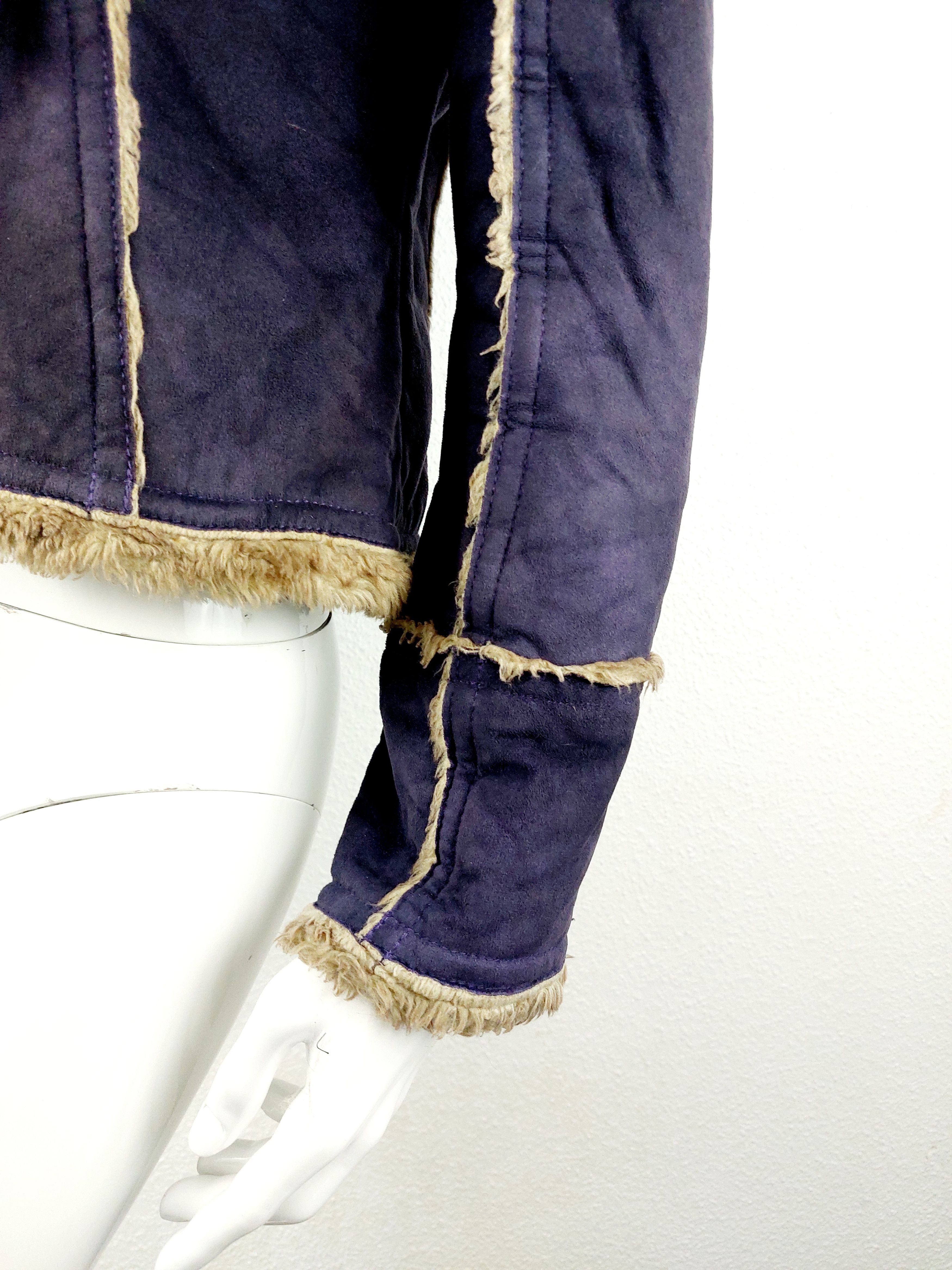 Miss Sixty Miss Sixty Faux Fur Suede Blue Navy Cropped Jacket Coat Size S / US 4 / IT 40 - 8 Thumbnail