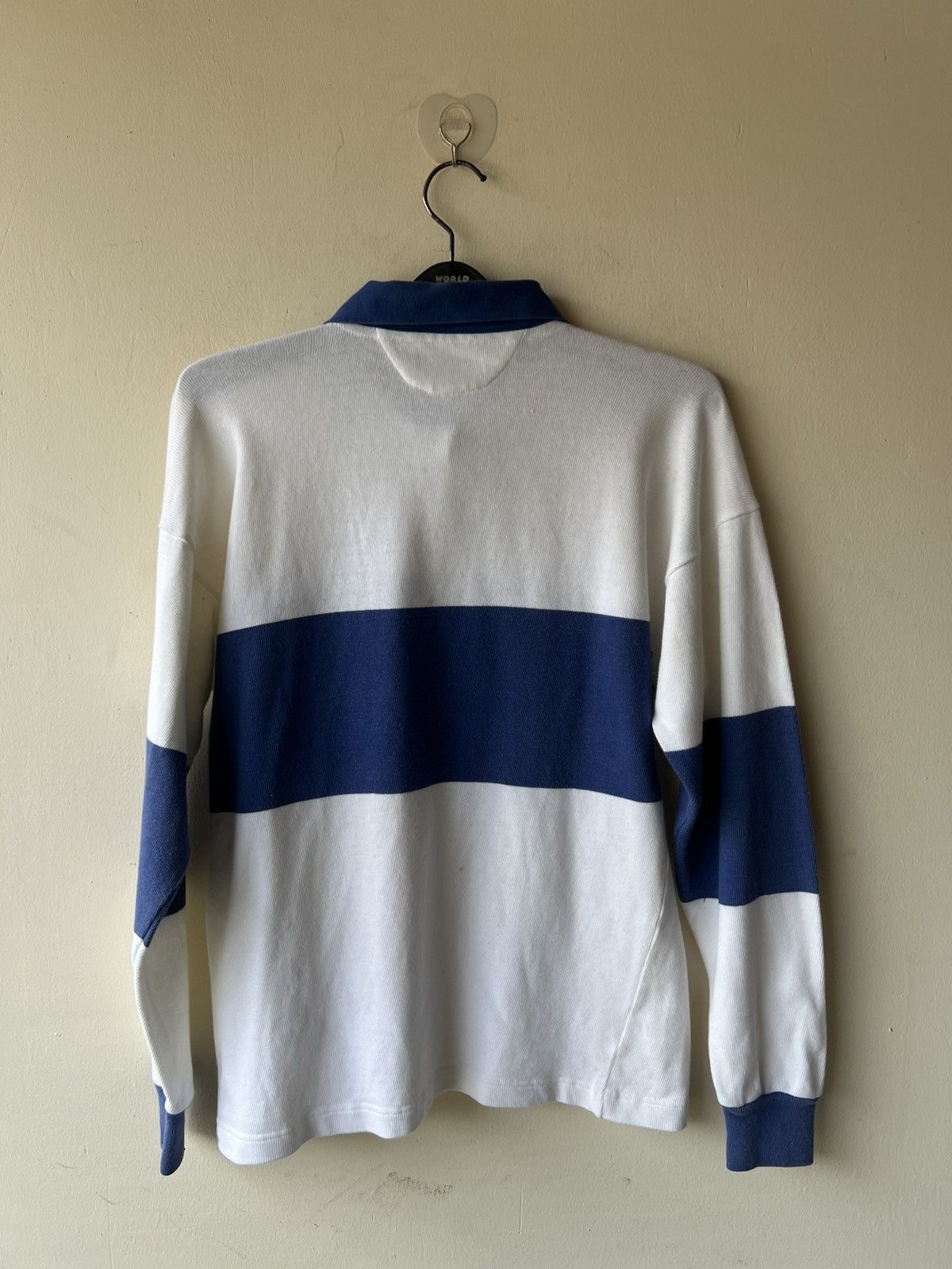 Benetton Vintage 90s Benetton Spell Out Rugby Shirt Pablo Escobar Size US L / EU 52-54 / 3 - 15 Thumbnail