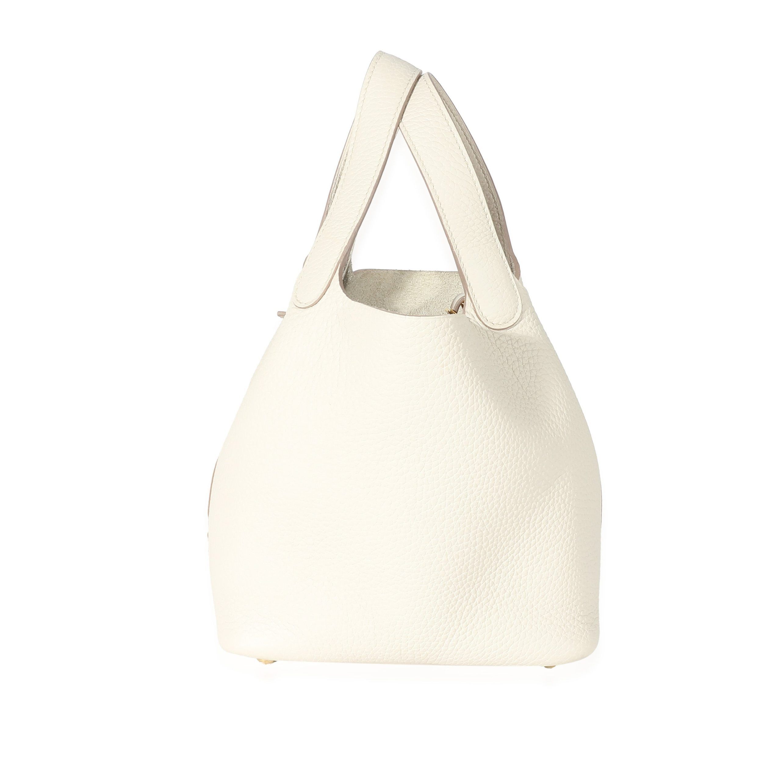 image of Hermes Beton Clemence Picotin 18 Ghw in White, Women's