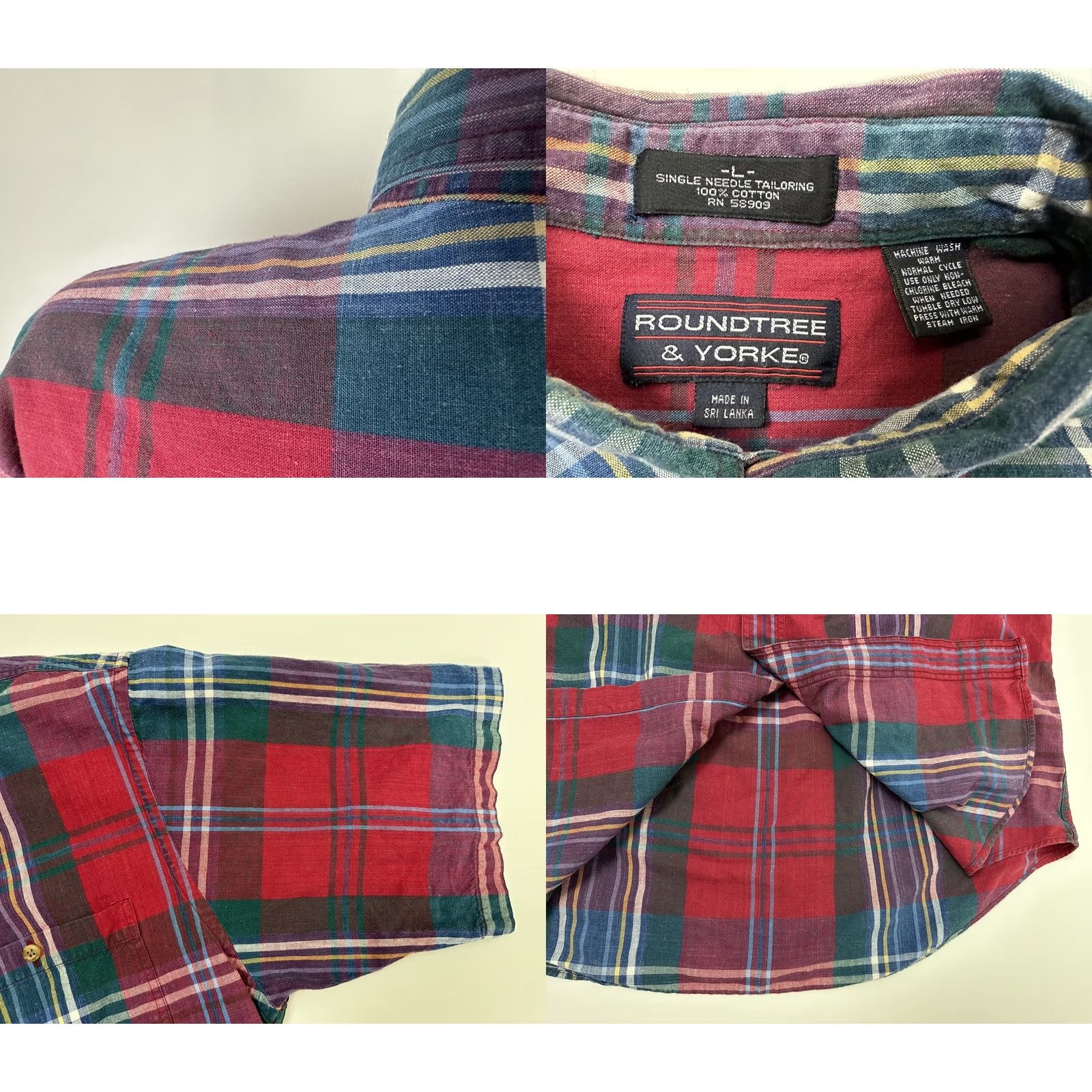Roundtree & Yorke VINTAGE Roundtree & Yorke Shirt Men L Plaid Short Sleeve Button-Up Casual 90s Cotton Myl Size US L / EU 52-54 / 3 - 9 Thumbnail