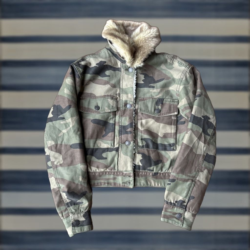 Abercrombie & Fitch VINTAGE Abercrombie & Fitch Military Jacket Camouflage Hooded Short Zip Womens Small Green 1990s Flight 2.2 Size S / US 4 / IT 40 - 1 Thumbnail