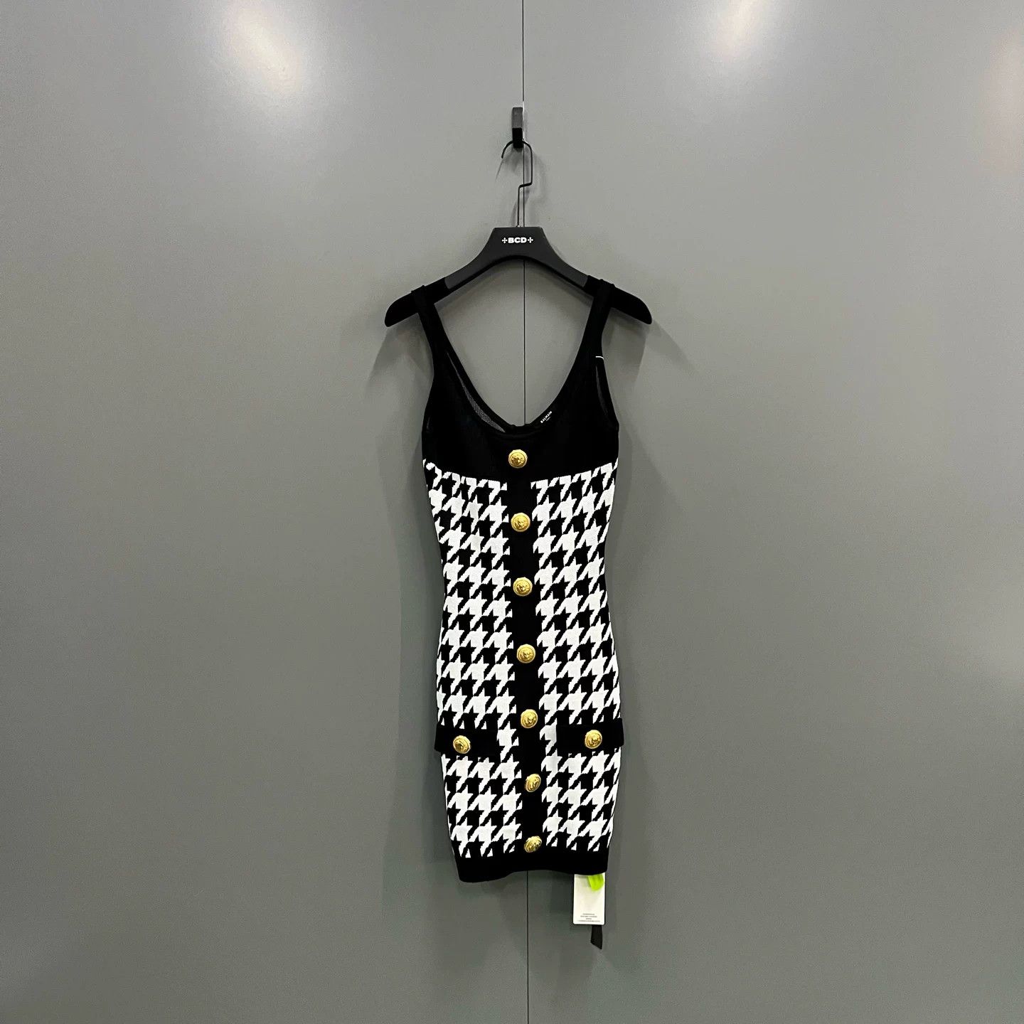 Balmain Balmain Black White Houndstooth Slip Dress Size XS / US 0-2 / IT 36-38 - 1 Thumbnail