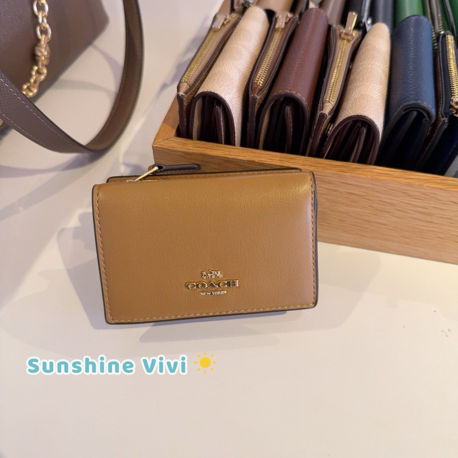 NWT Coach CR799 Smooth Leather Micro Wallet Honey Brown