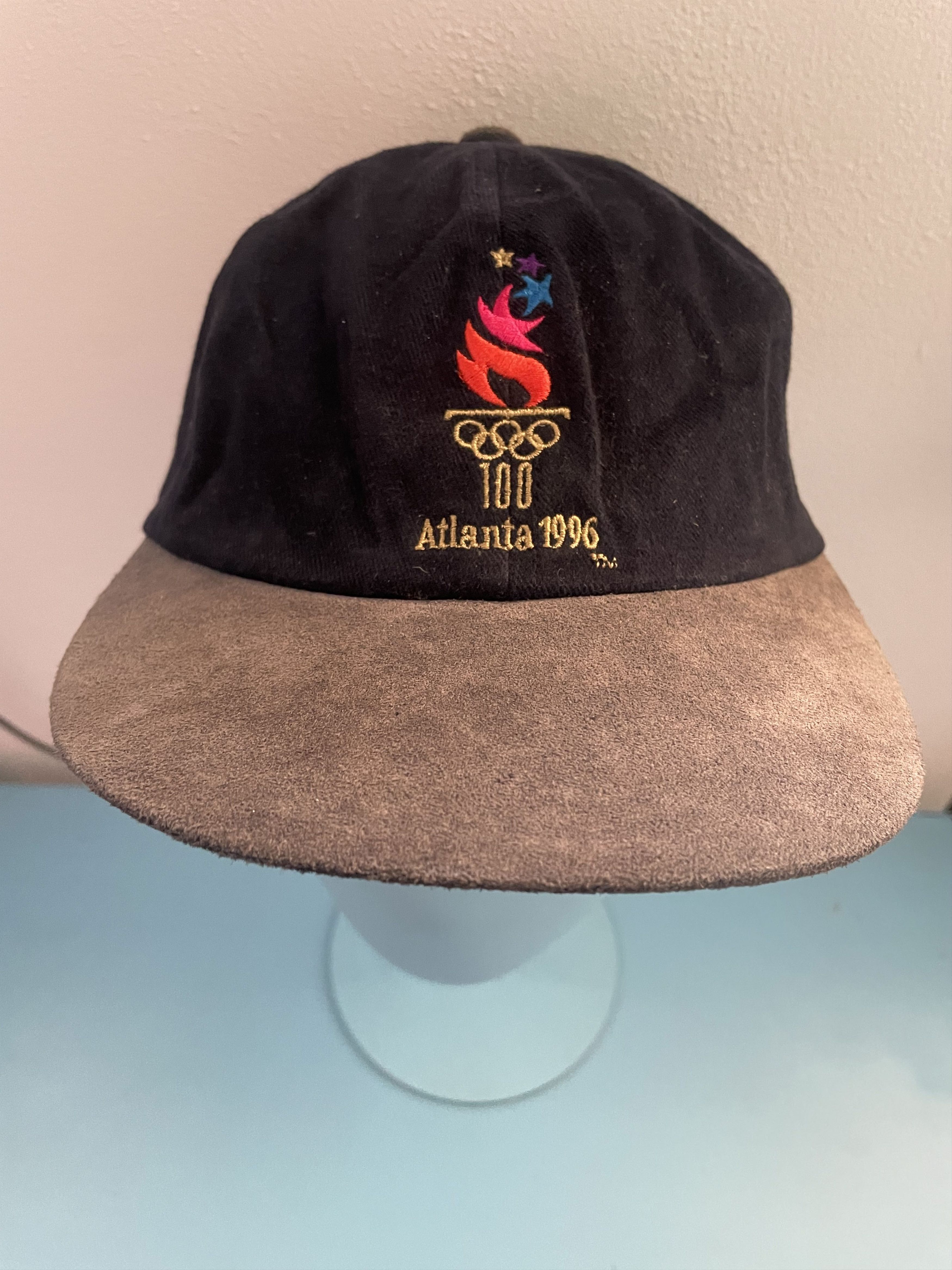 Vintage Atlanta 1996 Olympics Suede Brim Cap Navy Black Size ONE SIZE - 1 Thumbnail