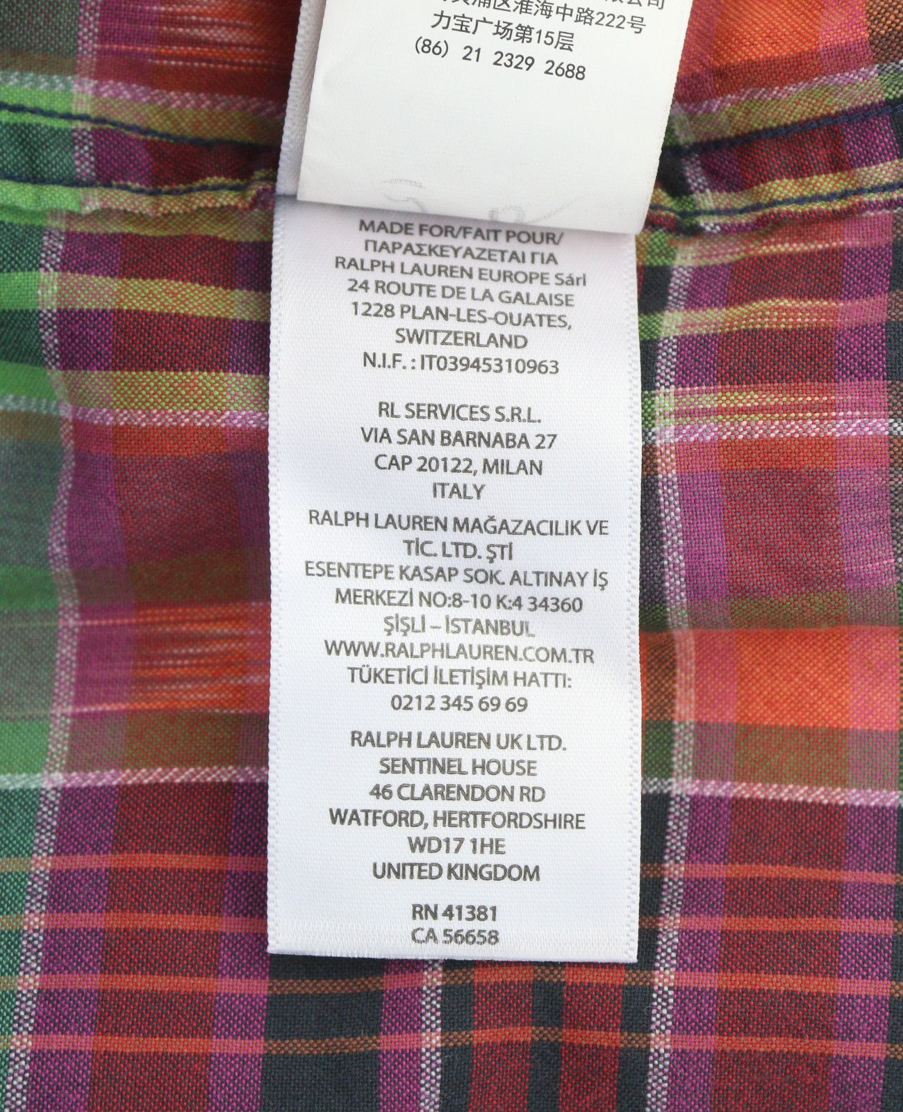 Ralph Lauren L Colourful Check Classic Fit Spread Neck Roll-Up 87030 Size US L / EU 52-54 / 3 - 11 Thumbnail
