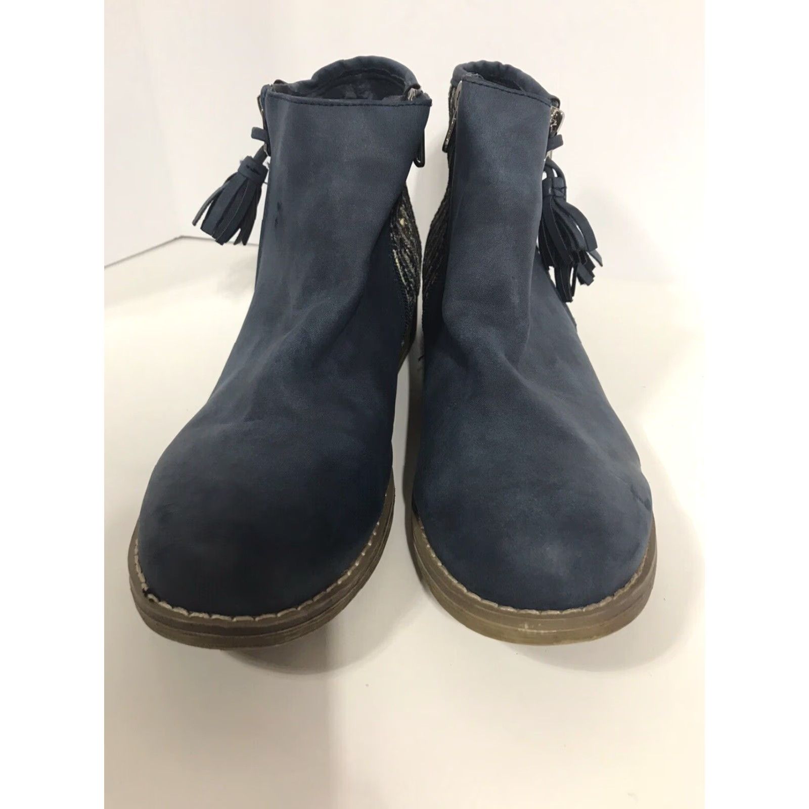 Vintage Refresh Blue Suede W-Gold Beaded Detail Dble Zip Ankle Booties Womens Size 10 Size US 10 / IT 40 - 2 Thumbnail