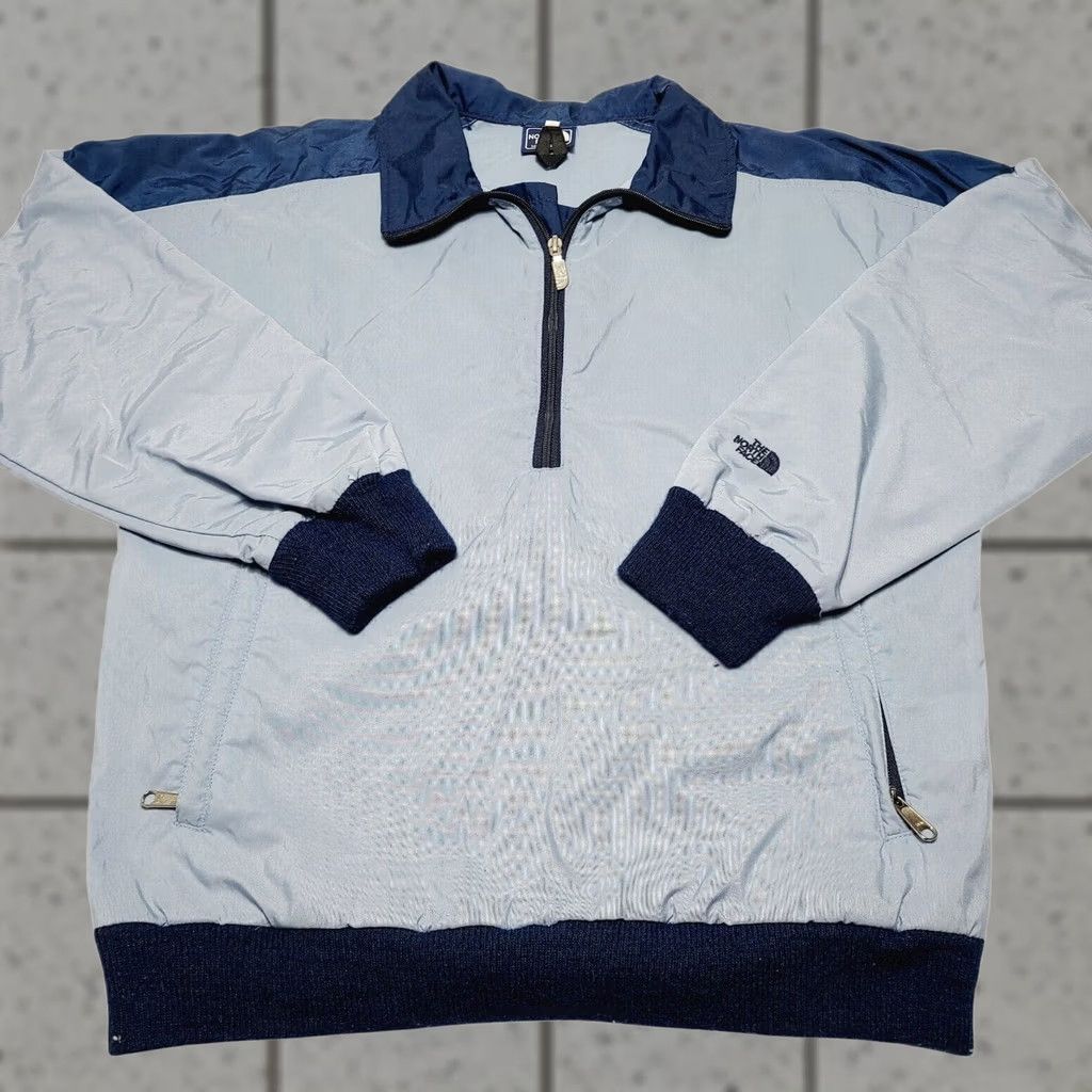 The North Face VINTAGE The North Face Windbreaker Jacket 1/2 Zip Ladies Size 12 USA Blue Windbreaker 80s Style Navy logo Embroidered Nylon Zip USA 1/2 Zip Women 12 Size XL / US 12-14 / IT 48-50 - 1 Thumbnail