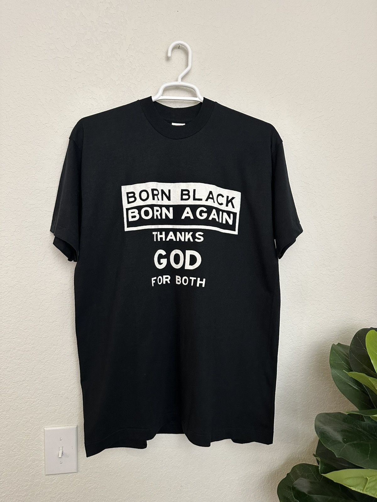 Fruit Of The Loom × Vintage Vintage 90s Mens XL Born Black Born Again Religious TShirt Size US XL / EU 56 / 4 - 2 Thumbnail