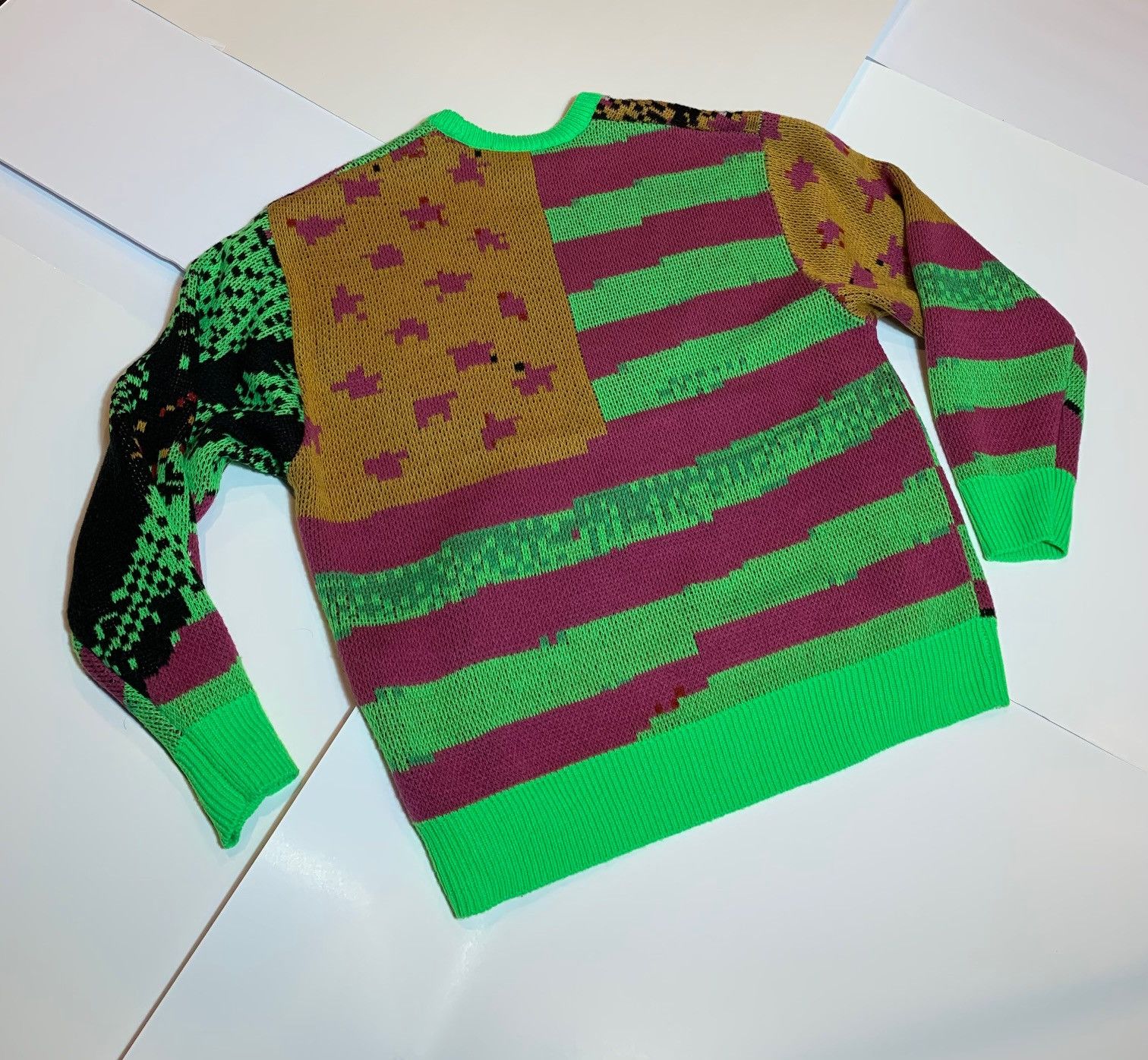 Supreme Digital Flag Sweater Light Green SS21 Size US M / EU 48-50 / 2 - 5 Thumbnail