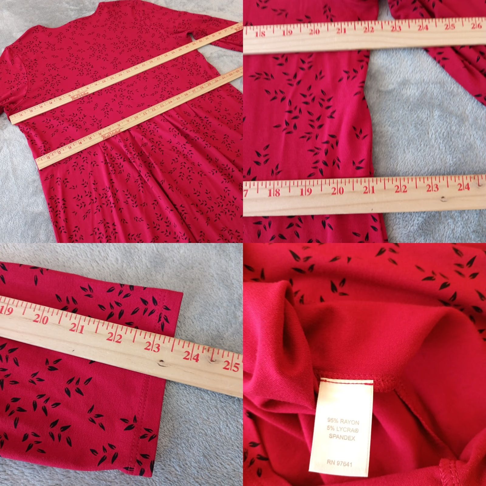 J. Jill J.Jill Wearever Collection Dress XL Red Floral Long Sleeve Pullover Fit Flare Midi Women Mens? Size XL / US 12-14 / IT 48-50 - 8 Thumbnail