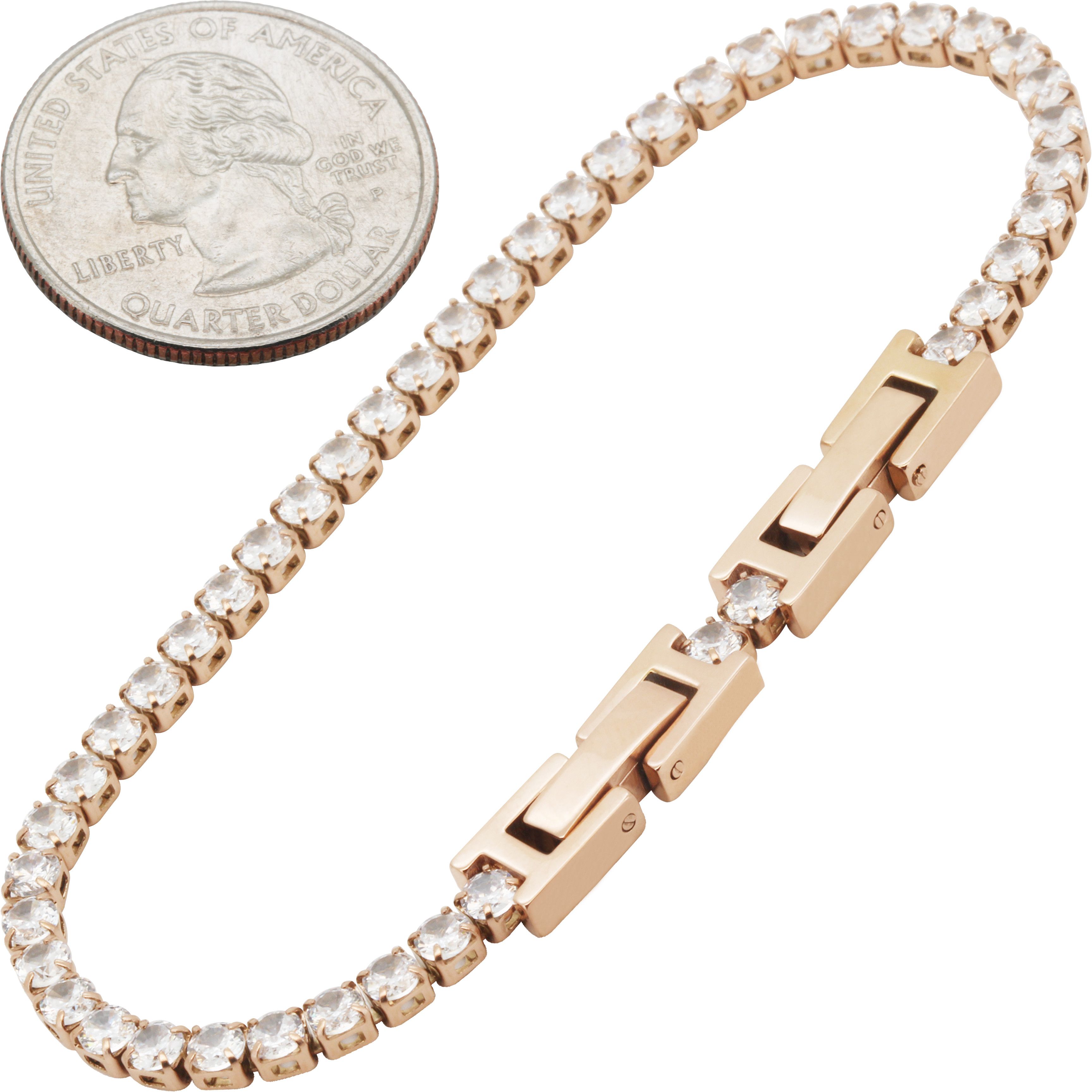 Other 316L SS 18k Rose GP AAA CZ 3mm Tennis Bracelet 6.5”-7.5" Size ONE SIZE - 1 Preview