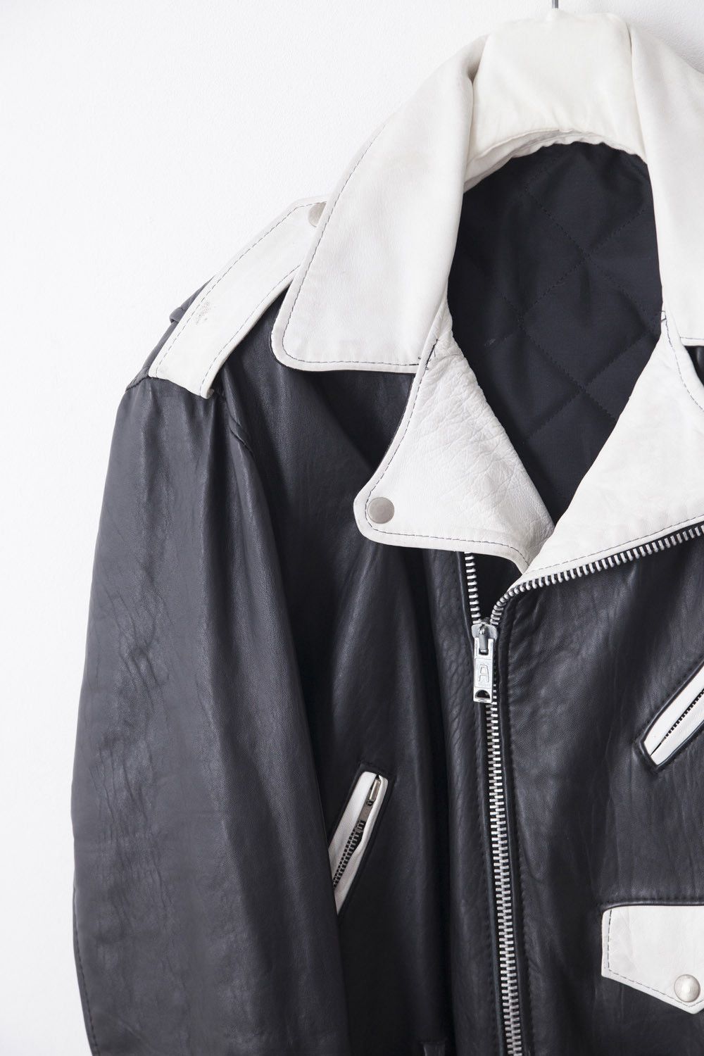Vintage Vintage black & white leather perfecto jacket Size US L / EU 52-54 / 3 - 2 Thumbnail