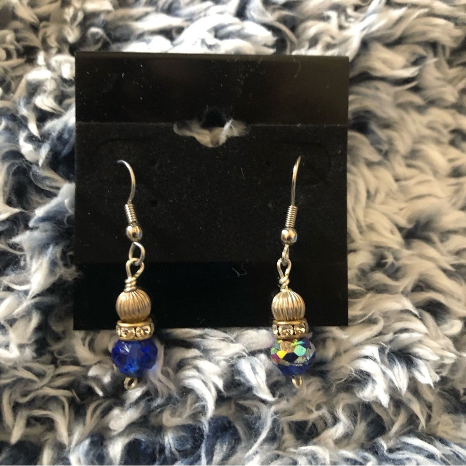 Vintage Vintage royal blue aurora borealis crystal earrin Size ONE SIZE - 2 Thumbnail