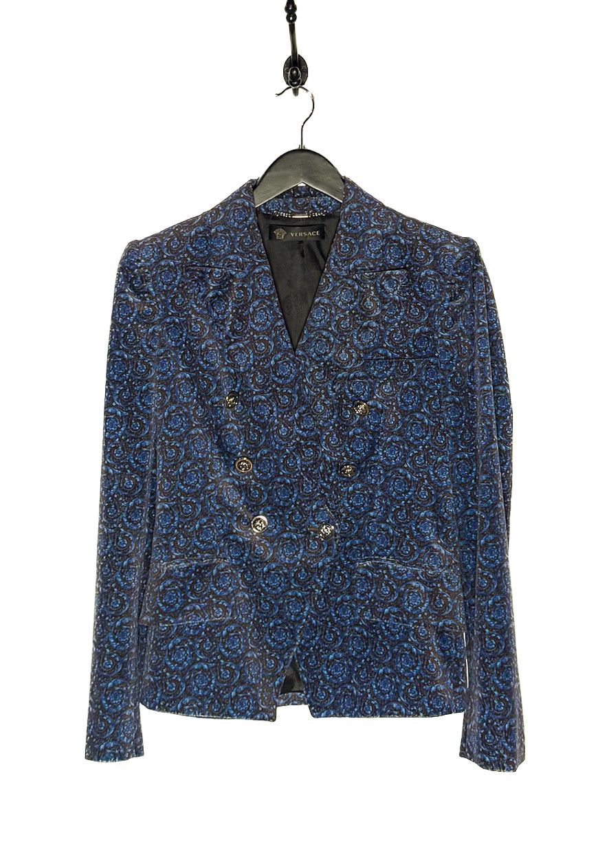 Versace Versace Floral Velvet Double-Breasted Medusa Buttons Blazer Size S / US 4 / IT 40 - 1 Thumbnail