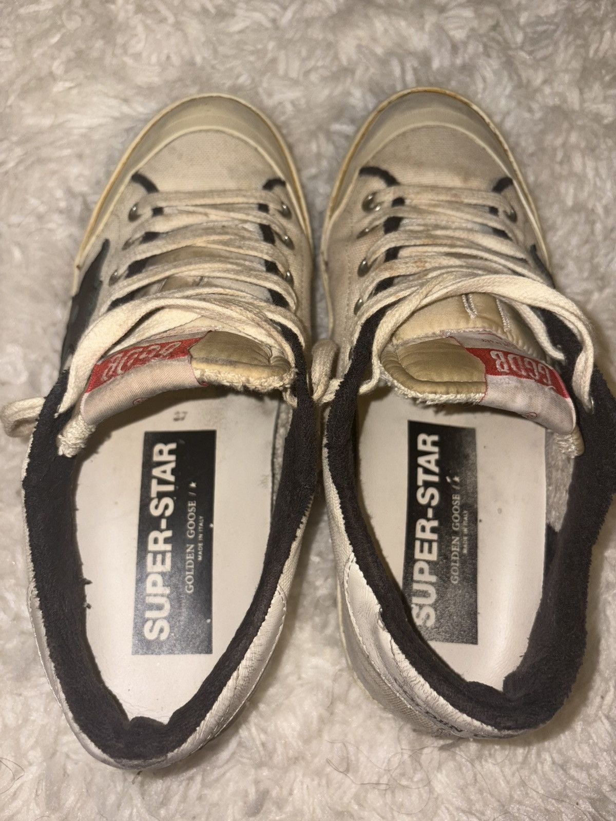 Golden Goose Golden Goose Cream and Black Super-Star Sneakers Size US 7 / IT 37 - 9 Thumbnail