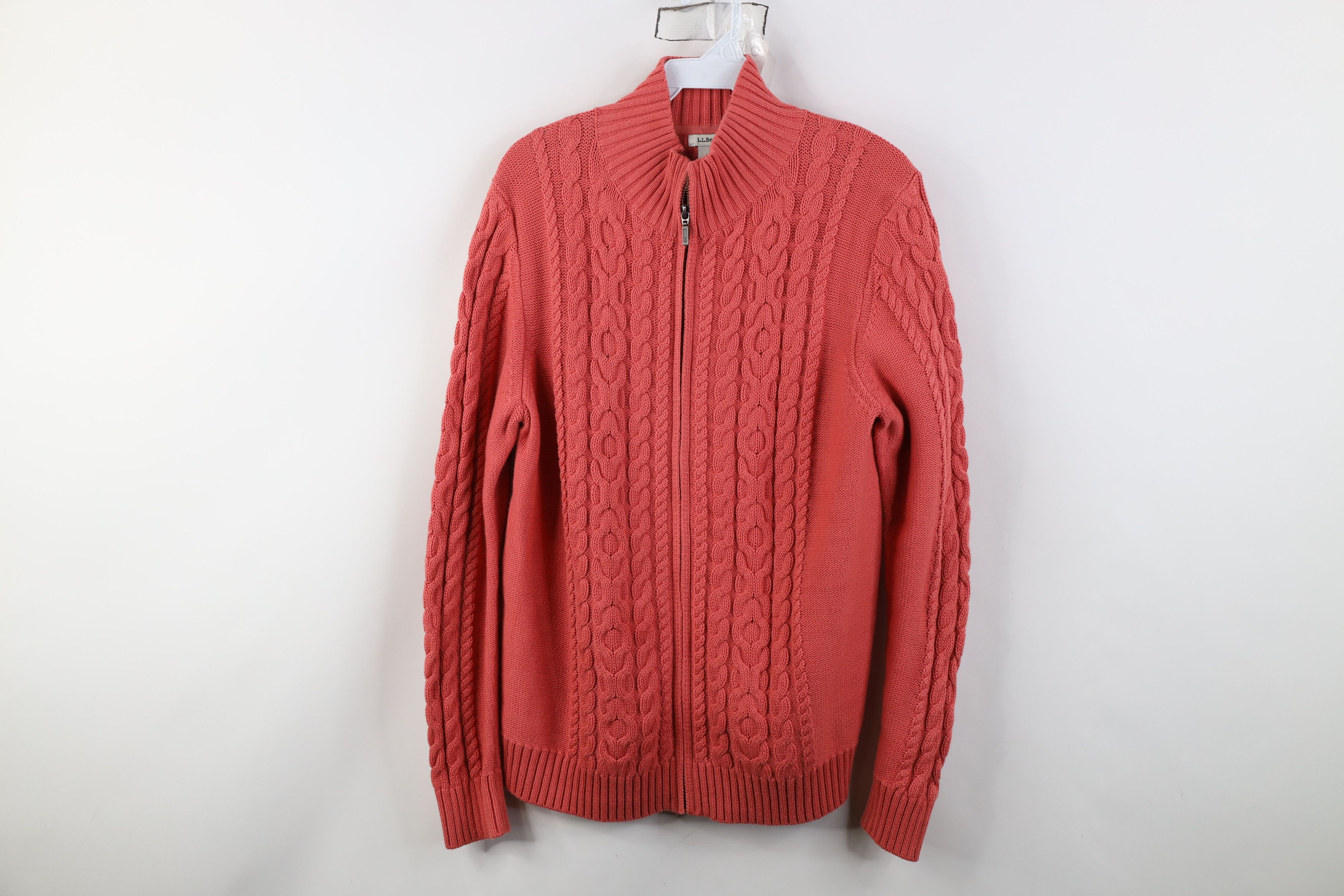 L.L. Bean Vintage Y2K LL Bean Knit Fisherman Zip Sweater Salmon Pink Size L / US 10 / IT 46 - 1 Thumbnail