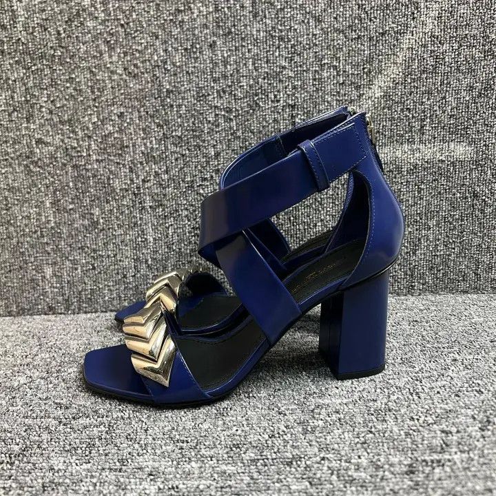Louis Vuitton Louis Vuitton Blue High Heels with Silver Detail 0079 Size US 6 / IT 36 - 1 Thumbnail