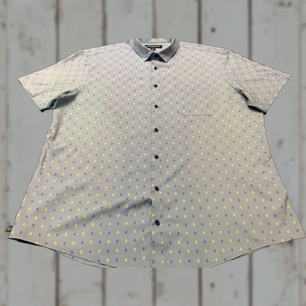 Mizzen+Main Mizzen+Main Men’s Trim Fit Short Sleeve Button-Up Shirt 2XL Blue Tropical Floral Print Size US XXL / EU 58 / 5 - 1 Thumbnail