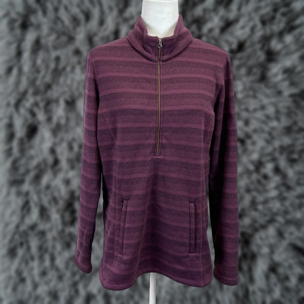 Vintage REI Knit Pullover Striped Sweater Jacket Sz Large Womens Pockets Striped Purple Size L / US 10 / IT 46 - 1 Thumbnail