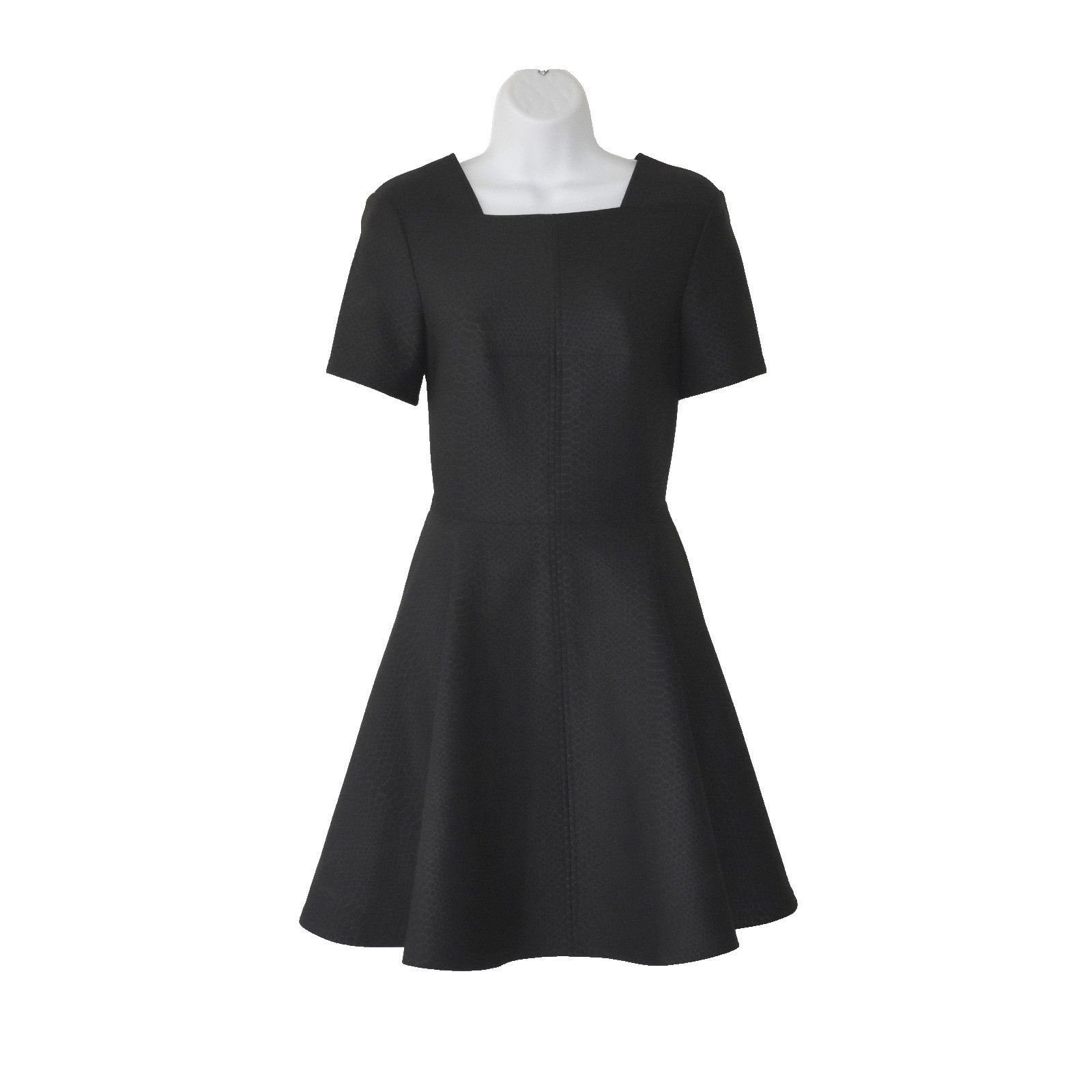 TED BAKER Black Snake Embossed Fit & Flare Mini Dress Size S