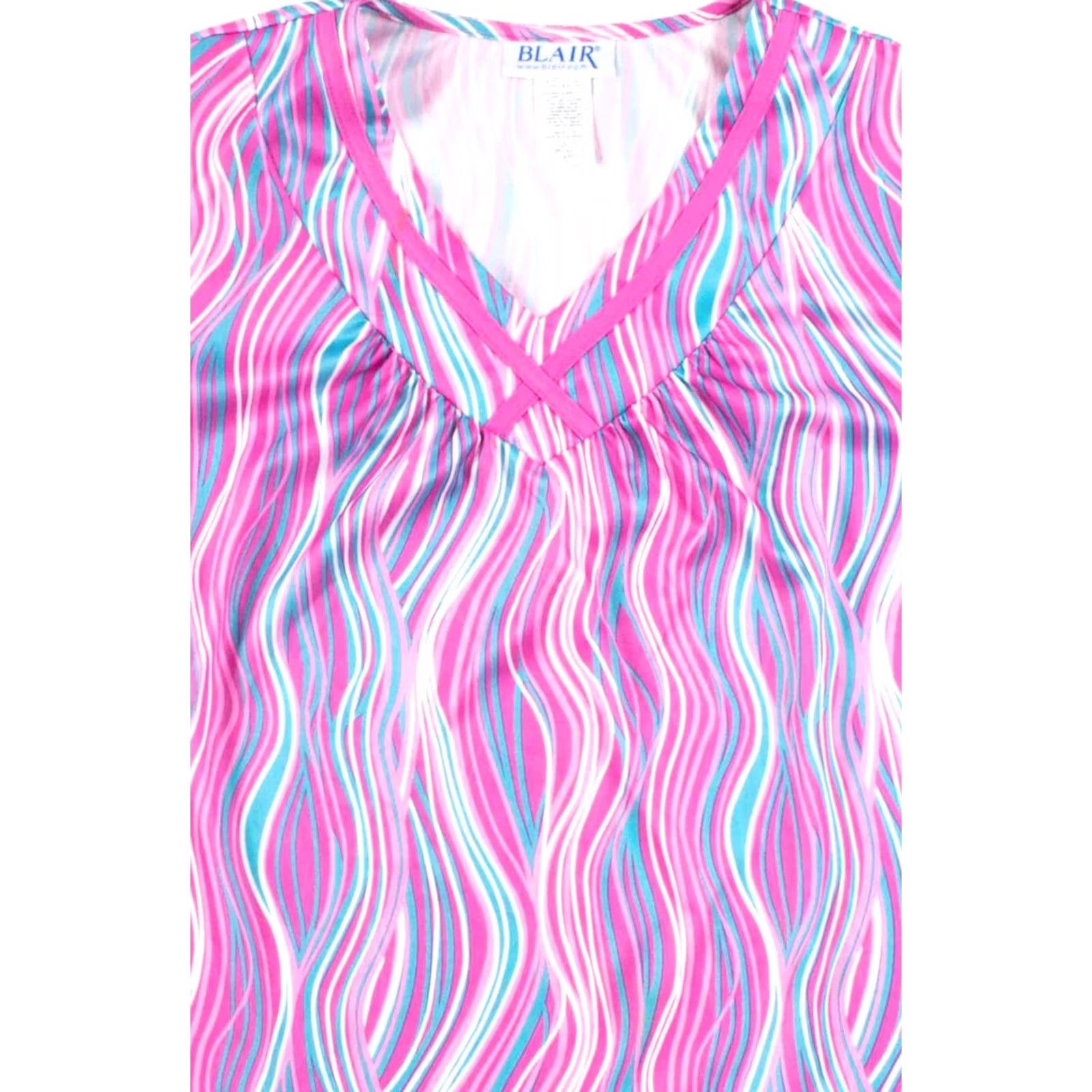Blair VINTAGE Blair Blouse Shirt V-Neck Pink Waves Small Women's Top Size S / US 4 / IT 40 - 2 Thumbnail