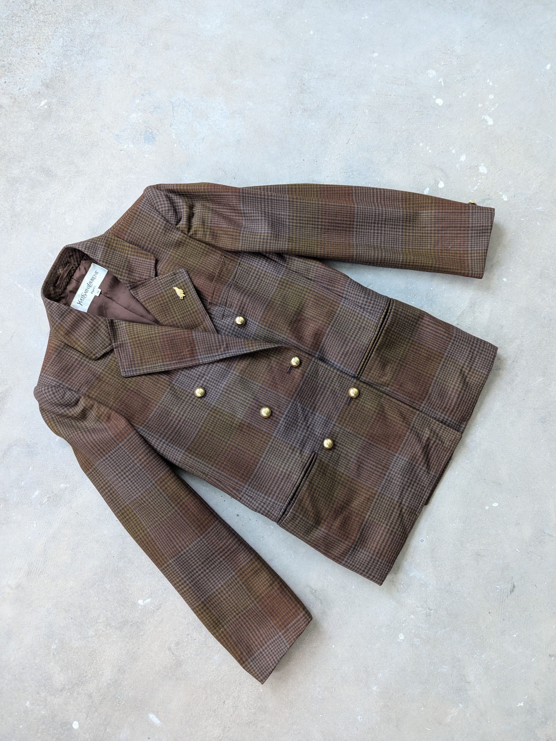 Designer × Yves Saint Laurent Vintage Yves Saint Laurent Wool Blazer Checkered Size M / US 6-8 / IT 42-44 - 3 Thumbnail