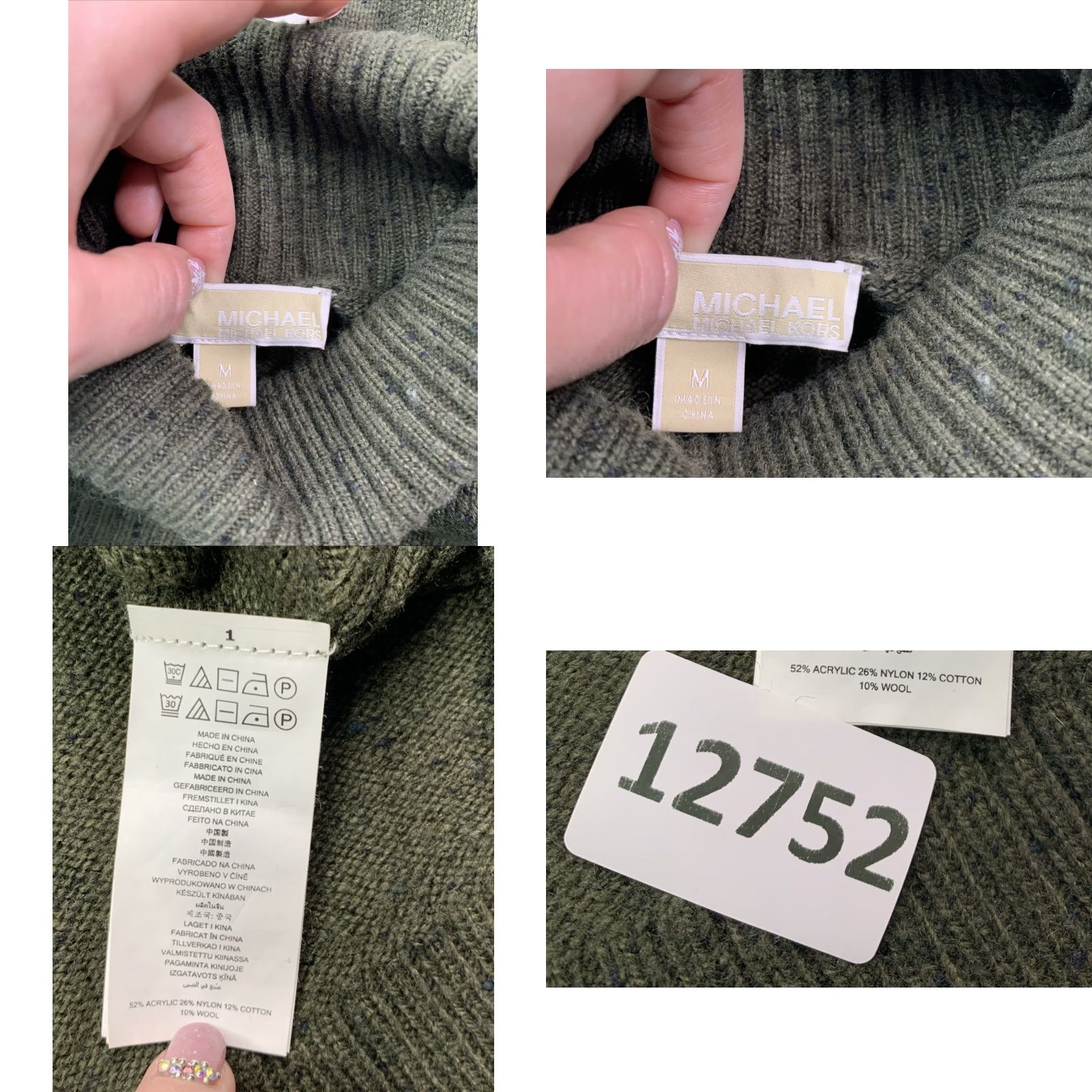 Michael Kors VINTAGE Michael Kors Green Wool Blend Knit Turtle Neck Sweater Womens Medium-12752 Size M / US 6-8 / IT 42-44 - 8 Thumbnail