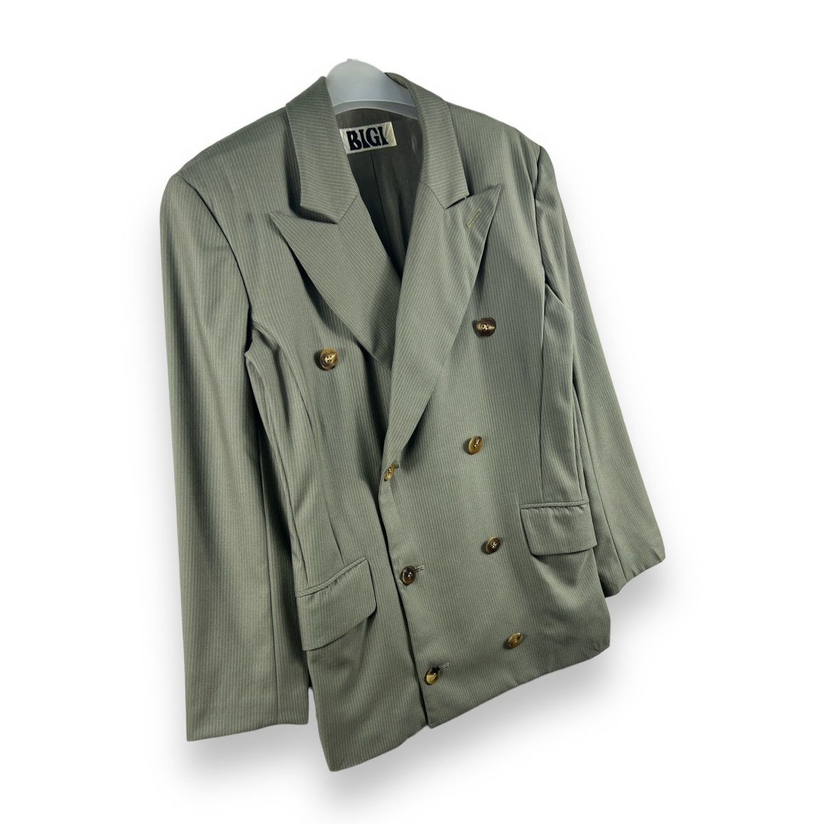 BIGI 🔥 BIGI "SAMPLE" SLIM VINTAGE DOUBLE BREASTED STRIPES COAT Size 34S - 3 Thumbnail