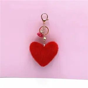 Other Soft Faux Fur Keychain Love Heart Plush Key Ring Car Key Size ONE SIZE - 1 Thumbnail