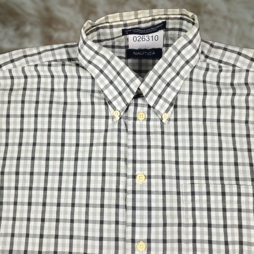 Nautica Nautica Shirt Size Large Gray Plaid Casual Button Up Short Sleeve Mens Size US L / EU 52-54 / 3 - 1 Thumbnail