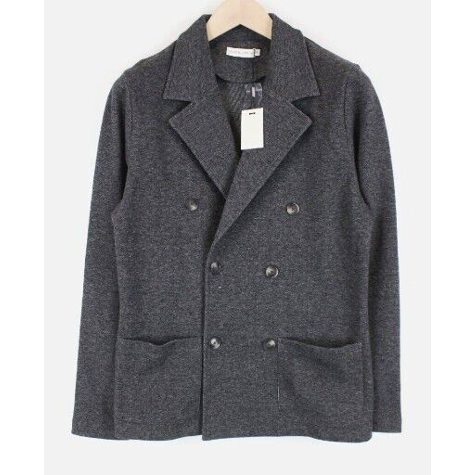 image of Suitsupply Men Blazer Grey Unlined Double-Breasted Size Xl