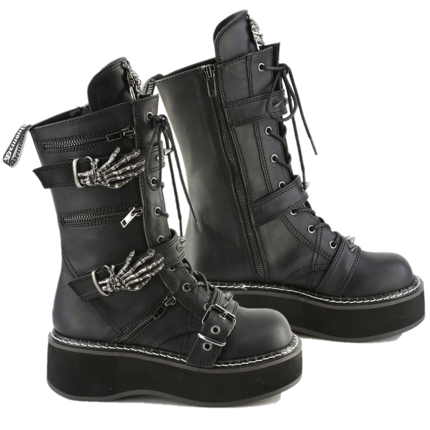 Other Cryptic Goth Platform Combat Boots Skeleton Buckle Straps Em Size US 7 / IT 37 - 4 Thumbnail