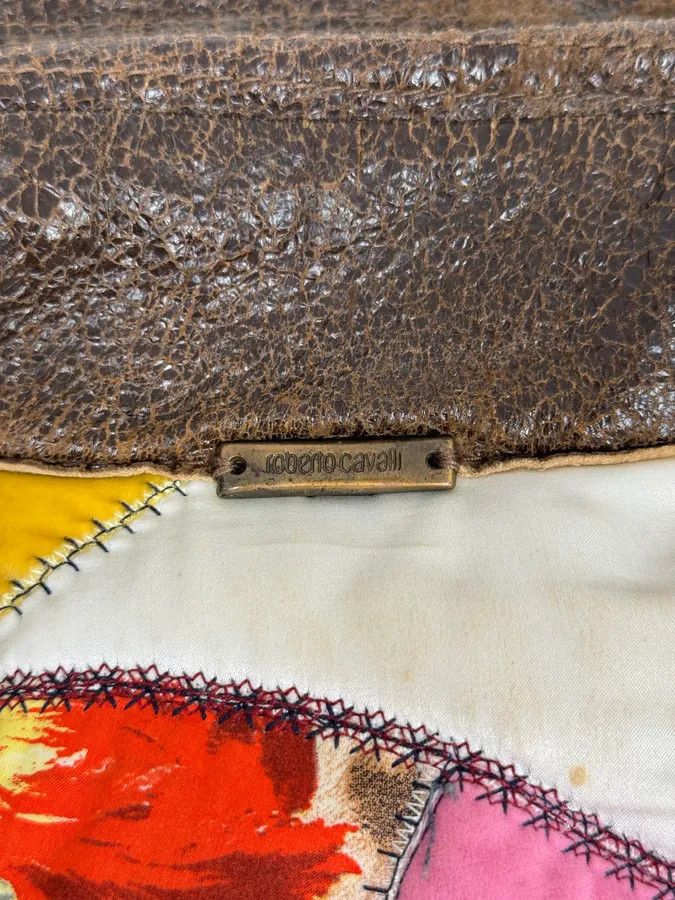 Roberto Cavalli 2000s Roberto Cavalli Raw Brown Leather Patchwork Lining Jacket Size M / US 6-8 / IT 42-44 - 10 Thumbnail