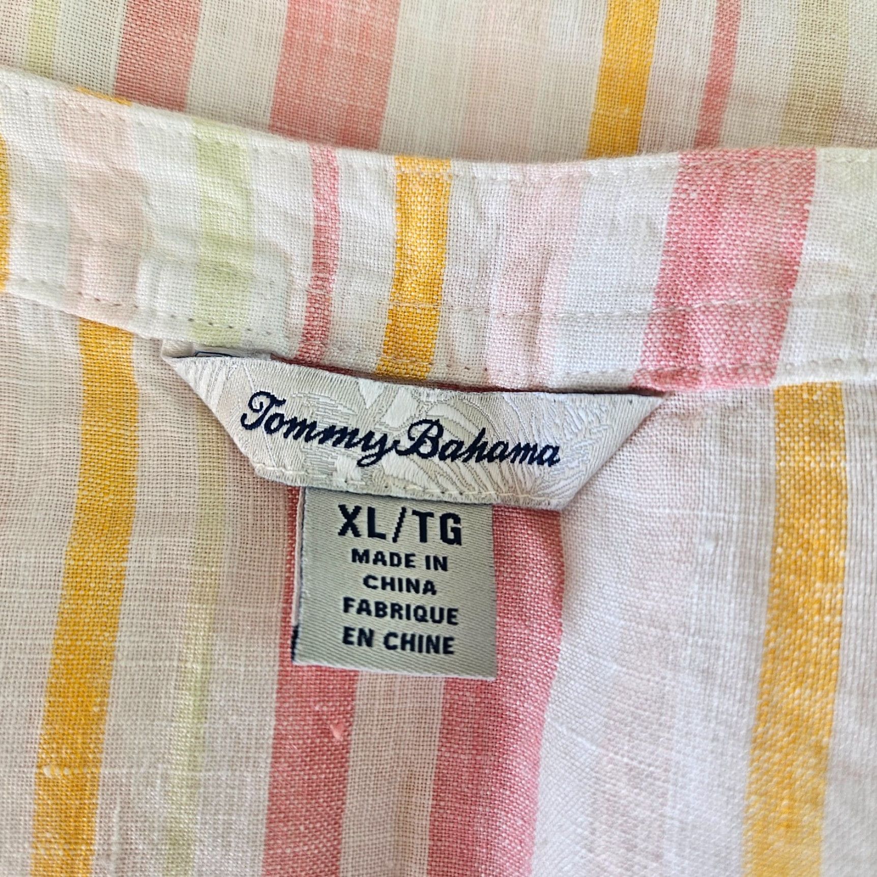 Tommy Bahama Tommy Bahama Womens Linen Top XL Pink Yellow Stripe Sleeveless Blouse Shirt/Top Size XL / US 12-14 / IT 48-50 - 5 Thumbnail