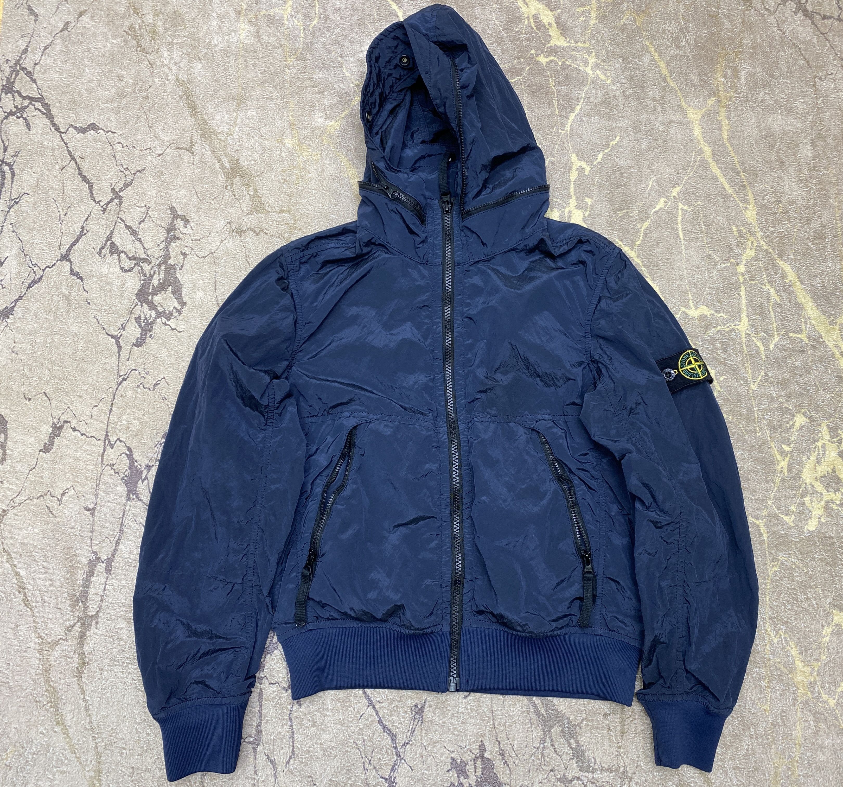 image of Italian Designers Stone Island Kids Bomber Jacket Junior Size 10 Years 142 Cm in Blue Metallic