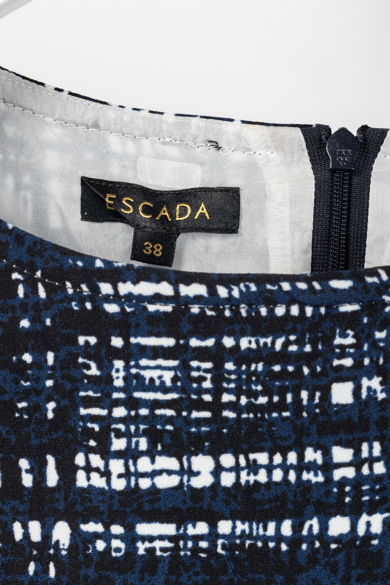 Escada Escada Divatu Navy Plaid Crepe Mini Dress Size M / US 6-8 / IT 42-44 - 4 Thumbnail