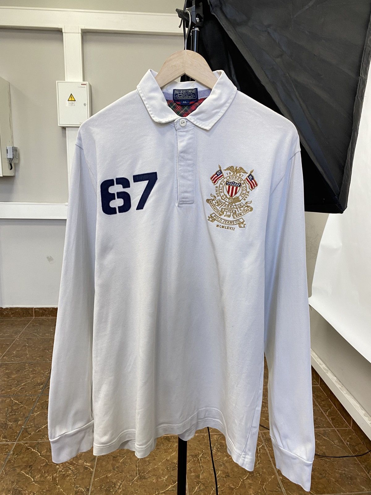 Polo Ralph Lauren 🏉 🇺🇸 Vintage Polo Ralph Lauren Rugby USA Flag Rare Retro Hype Size US XL / EU 56 / 4 - 1 Thumbnail