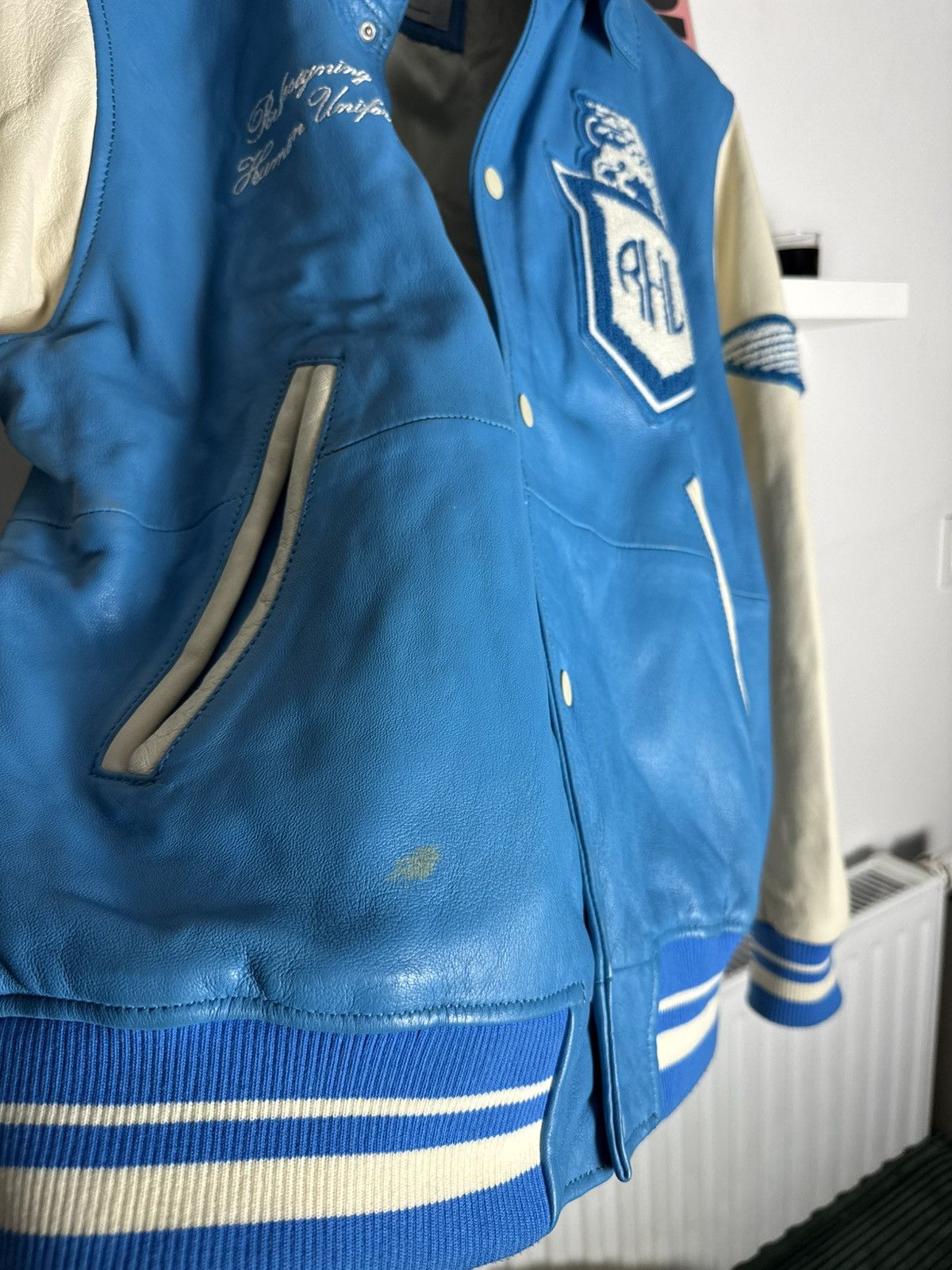 Rhude × Zara Rare Rhude x Zara 100% sheep Leather Baseball varsity jacket Size US L / EU 52-54 / 3 - 4 Thumbnail