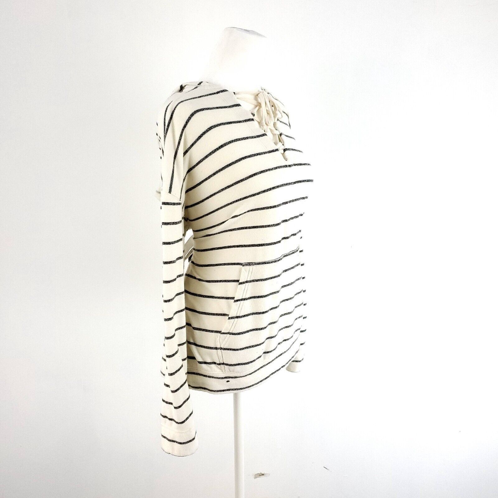 Billabong Billabong Cream Gray Striped Medium Sweater Long Sleeve V Ne Size M / US 6-8 / IT 42-44 - 3 Thumbnail