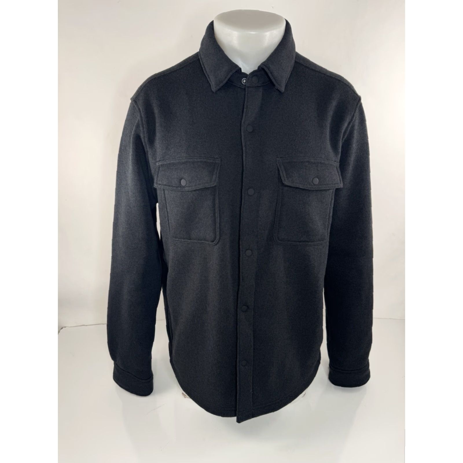 Rhone RHONE Shirt Jacket Shacket Mens M Fleece Snap Black Knit Exterior Polyester Jacket Size US M / EU 48-50 / 2 - 2 Thumbnail
