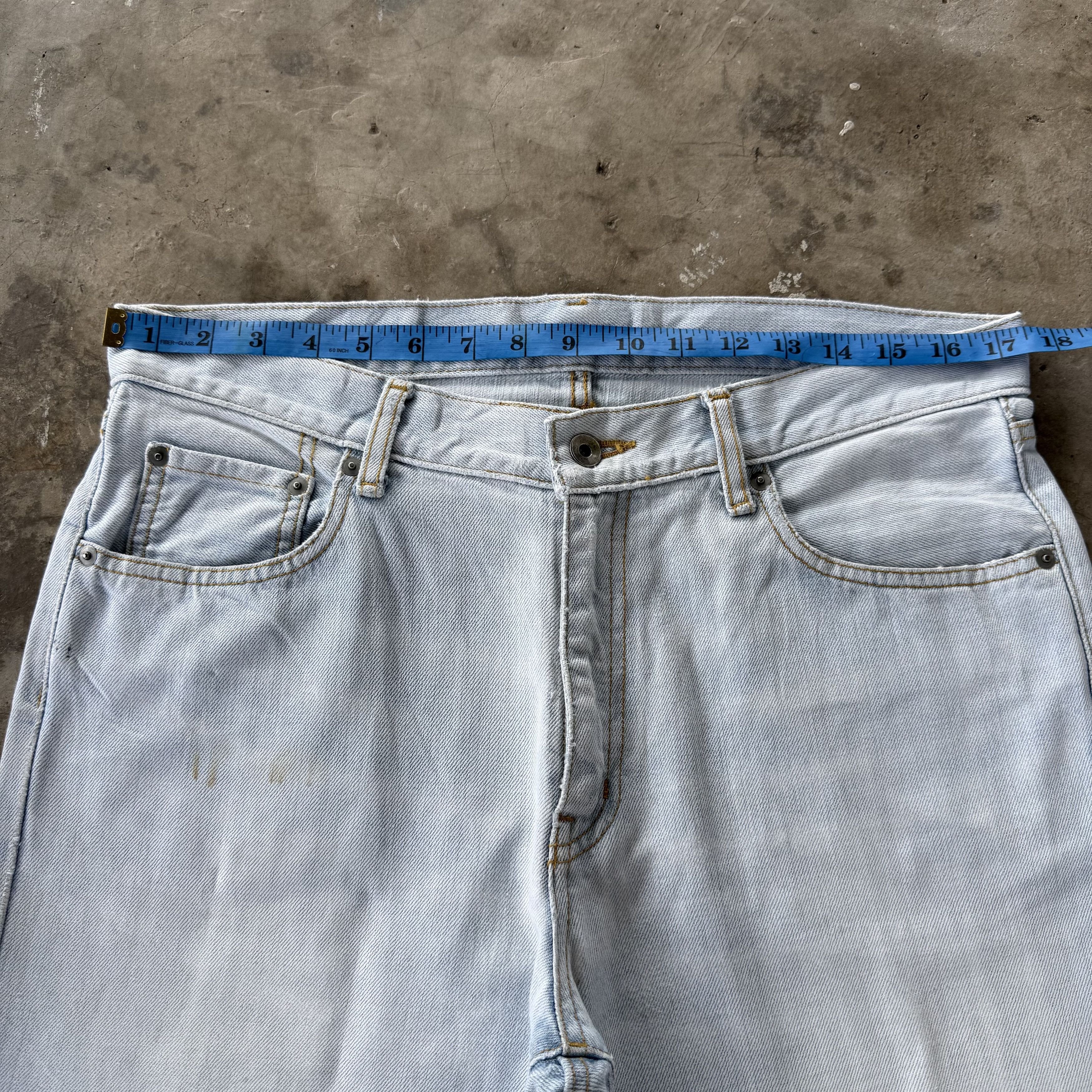 Japanese Brand W35x30 Vintage Japanese Light Wash Blue Ripped Denim Jean. Size US 35 - 7 Thumbnail