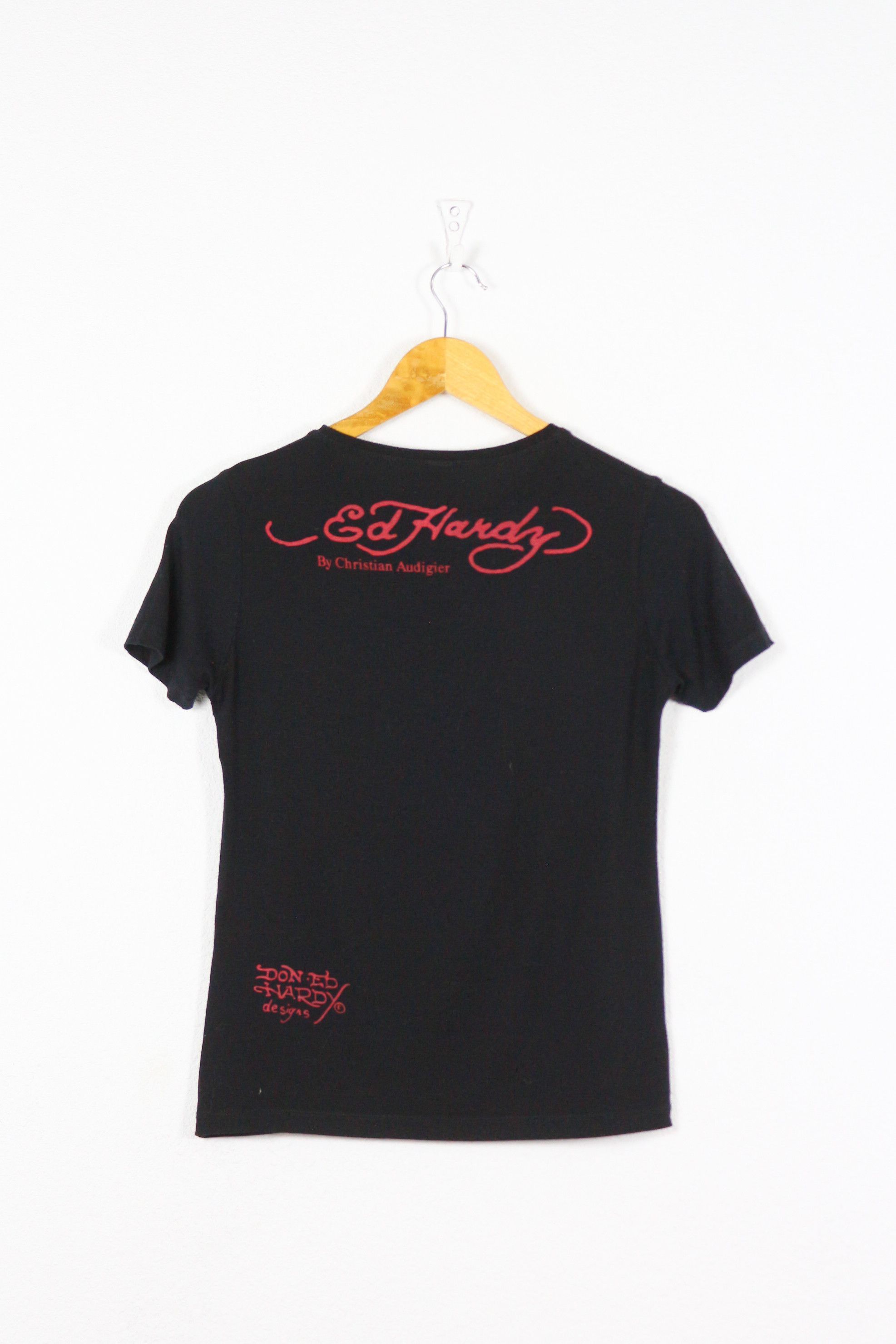 Christian Audigier × Ed Hardy Womens Ed Hardy Christian Audigier Skull Logo Tee Y2K NZ Size M / US 6-8 / IT 42-44 - 4 Thumbnail