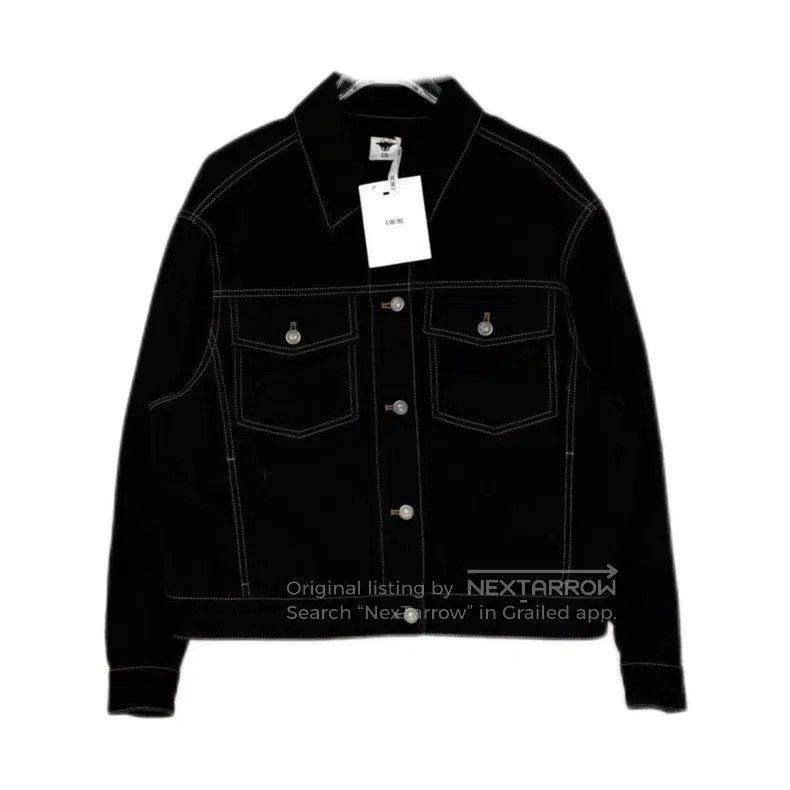 Dior Black embroidered bee denim jacket