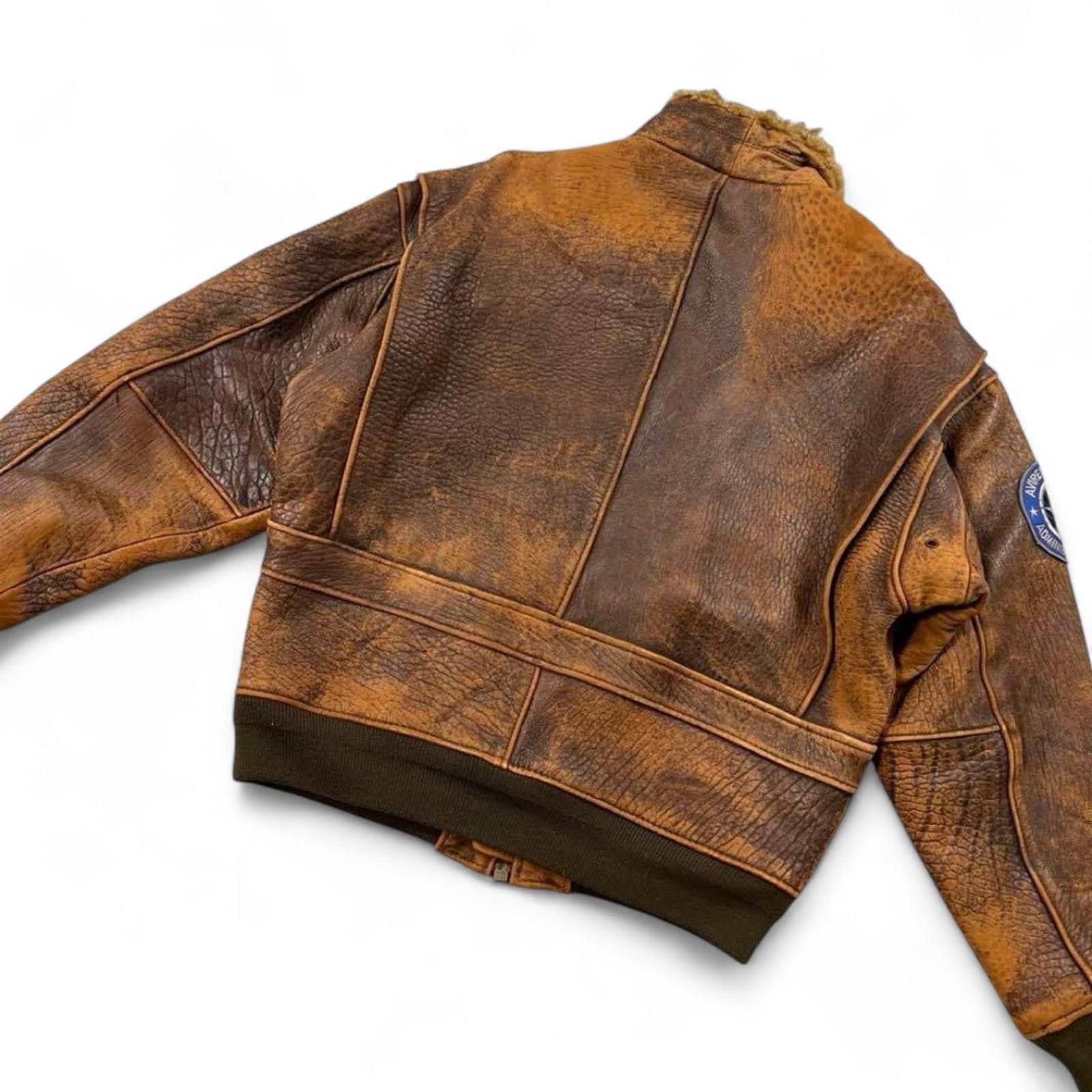 Avirex Avirex - Vintage Style Brown Leather Bomber Jacket with PTC Size US M / EU 48-50 / 2 - 2 Thumbnail