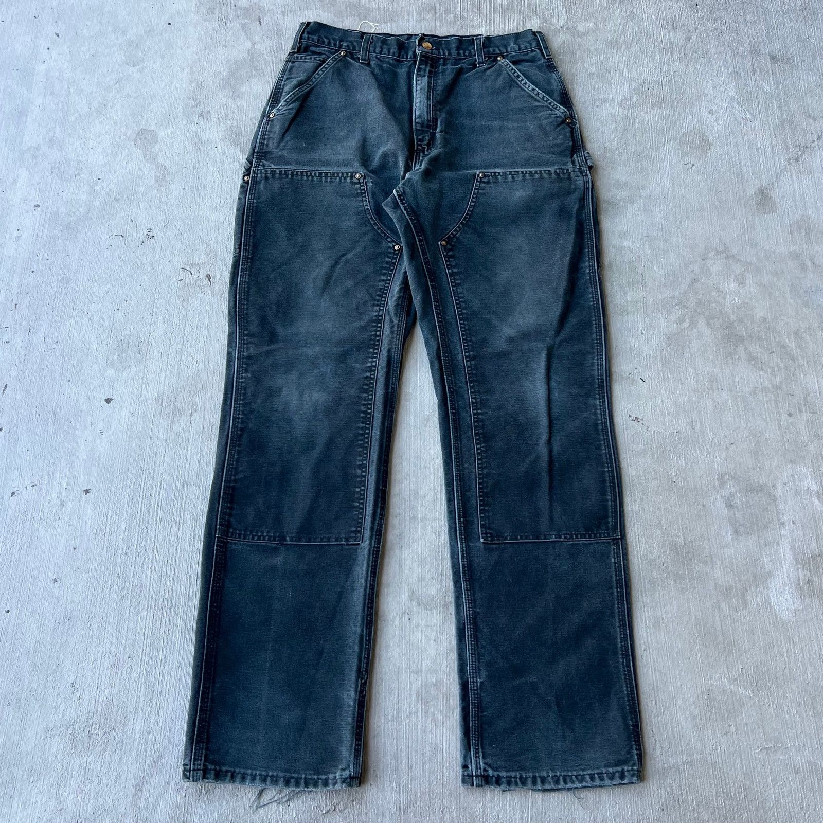 Carhartt faded black double knee work wear carpenter pants