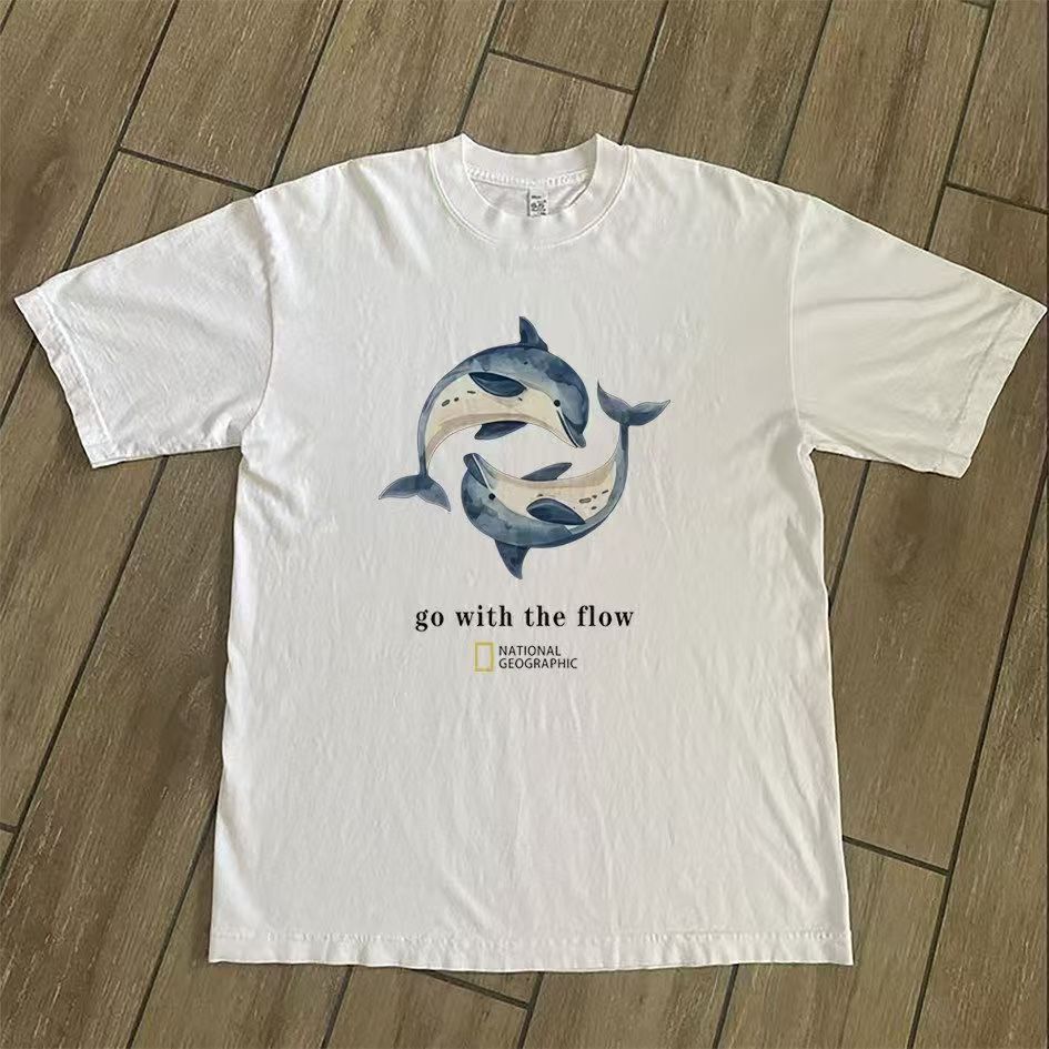 Vintage White Washed Vintage Dolphin Print T-Shirt Size US M / EU 48-50 / 2 - 2 Thumbnail