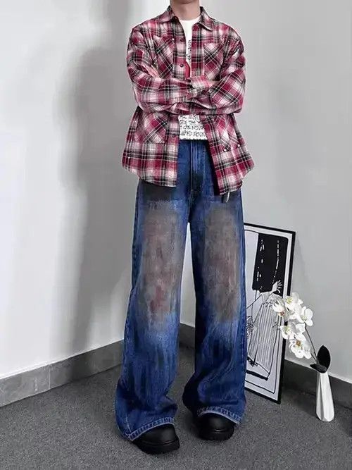 Japanese Brand × Jean Vintage West Coast washed distressed tie-dye jeans Size US 32 / EU 48 - 1 Thumbnail
