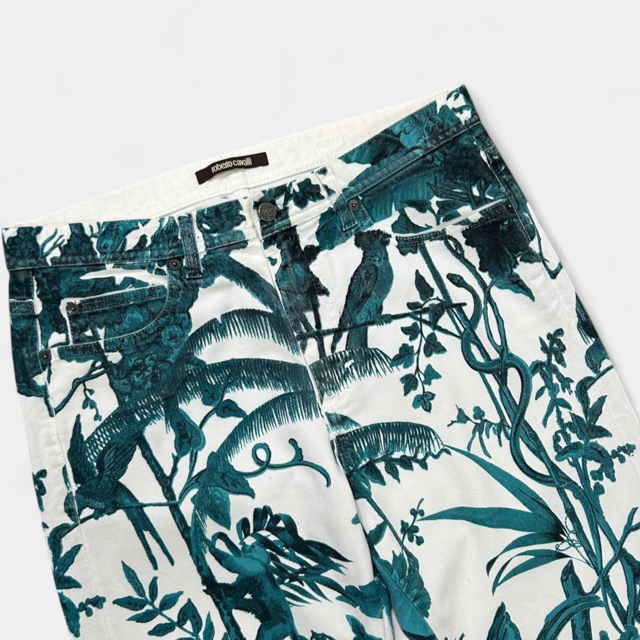 Roberto Cavalli Roberto Cavalli Turquoise Tropical Pants Size 33" - 2 Thumbnail