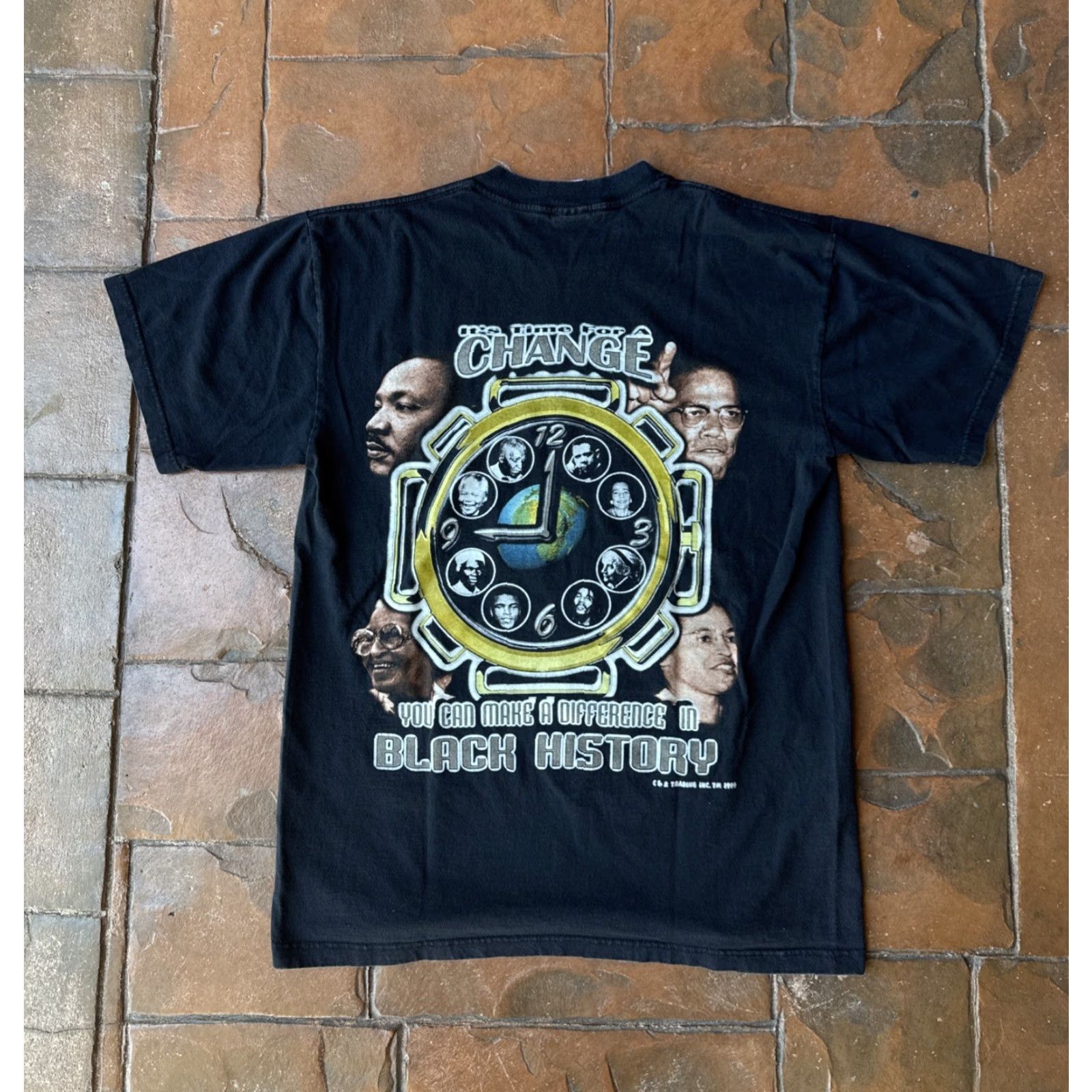 Iro VINTAGE 90s Black History MLK Malcolm X Jordan Rosa T-Shirt Large Mens Cotton Graphic Print Crew Neck Short Sleeve MT9s Size US L / EU 52-54 / 3 - 3 Thumbnail
