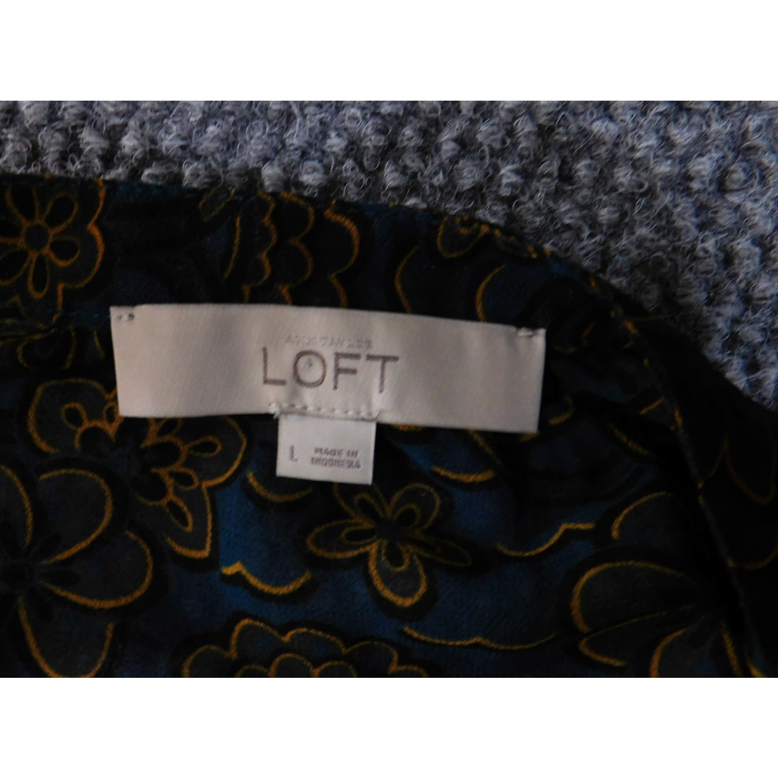 Loft VINTAGE LOFT Blouse Womens Large Blue Floral Long Sleeve Button Front sheer Top Size L / US 10 / IT 46 - 7 Thumbnail